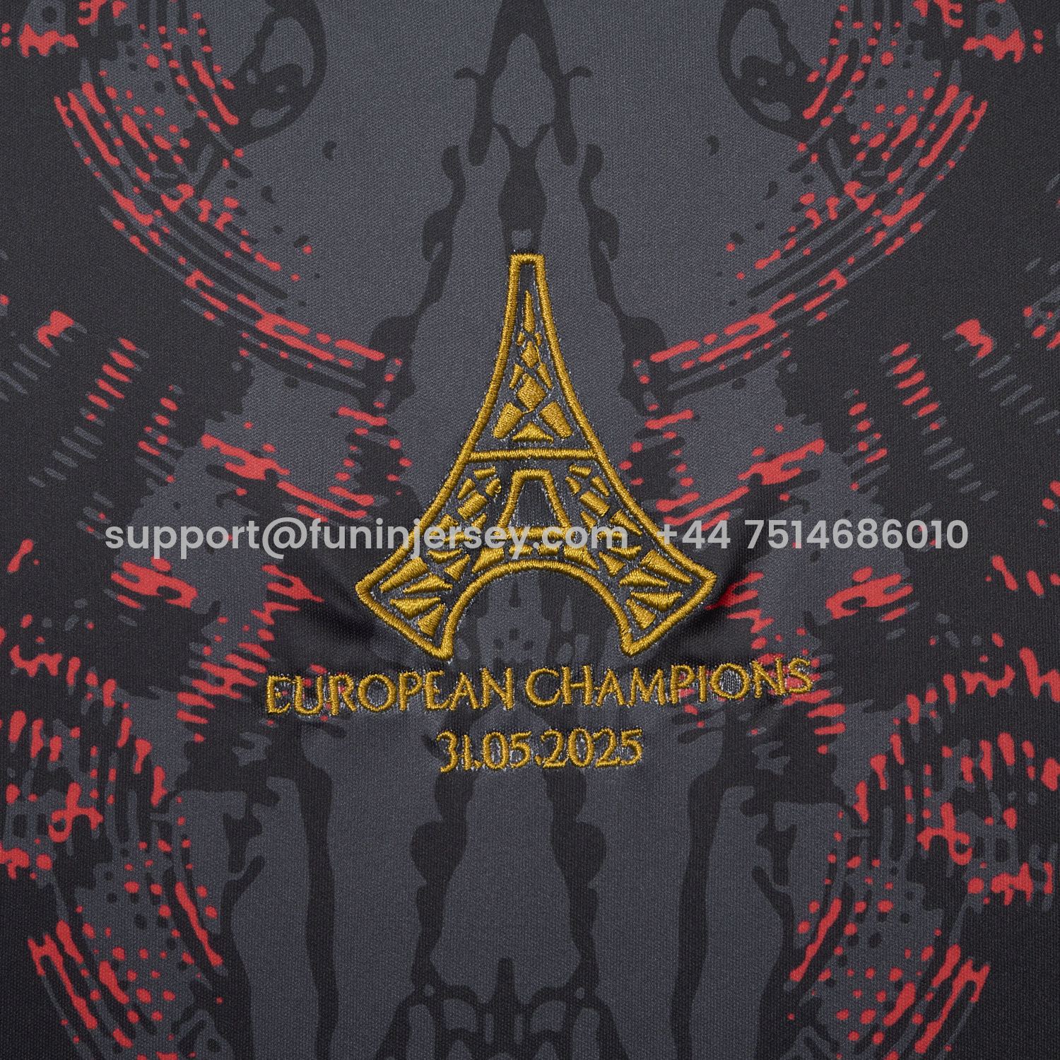 Funinjersey-Paris Saint-Germain PSG 25-26 Champions League Commemorative Edition Black Red Eiffel Tower T-shirts