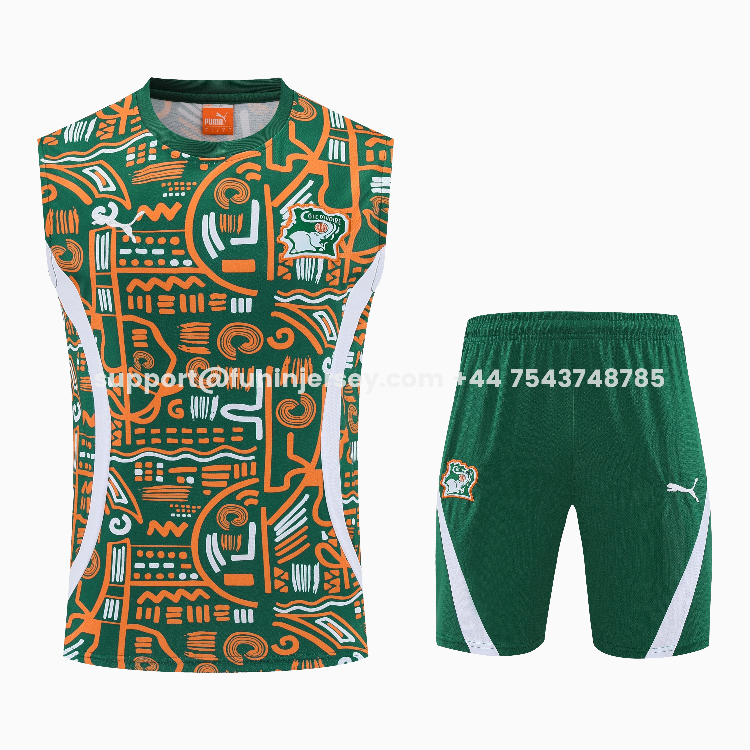 Funinjersey-Ivory Coast 2026 Vest Training Set - Green Vest and Shorts
