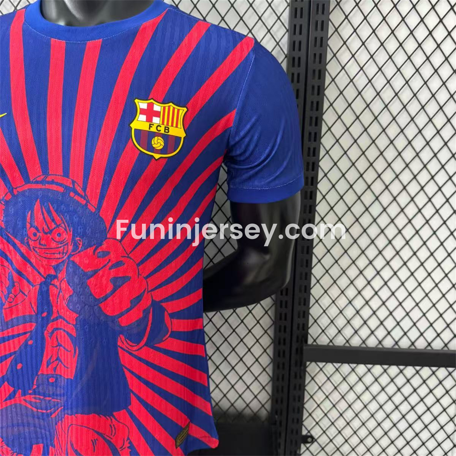 Funinjersey-Barcelona 25-26 One Piece Red Silhouette Special Blue Jersey - Player Version