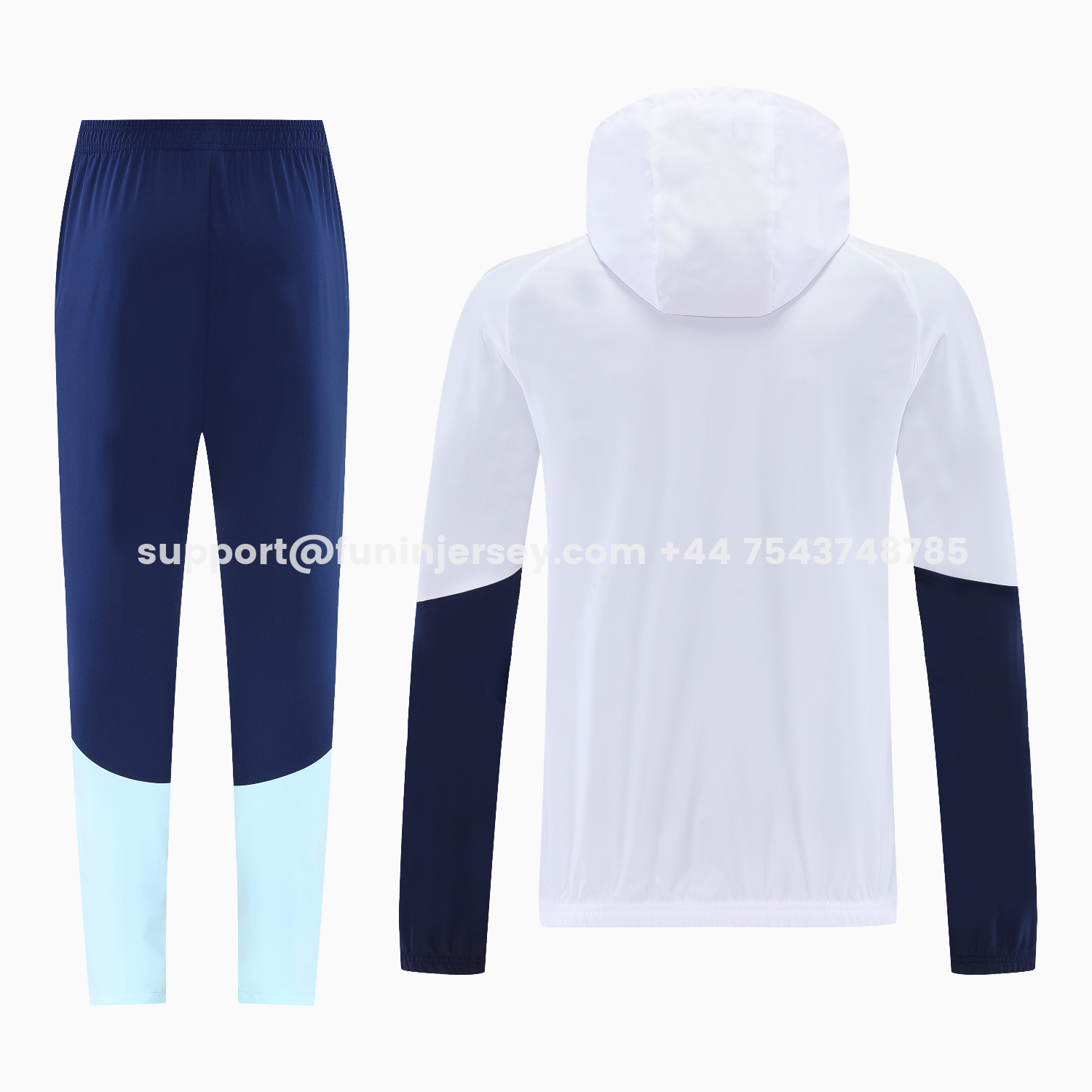 Funinjersey-Argentina 2026 Hooded Windbreaker Training Set - White Top & Dark Blue Pants