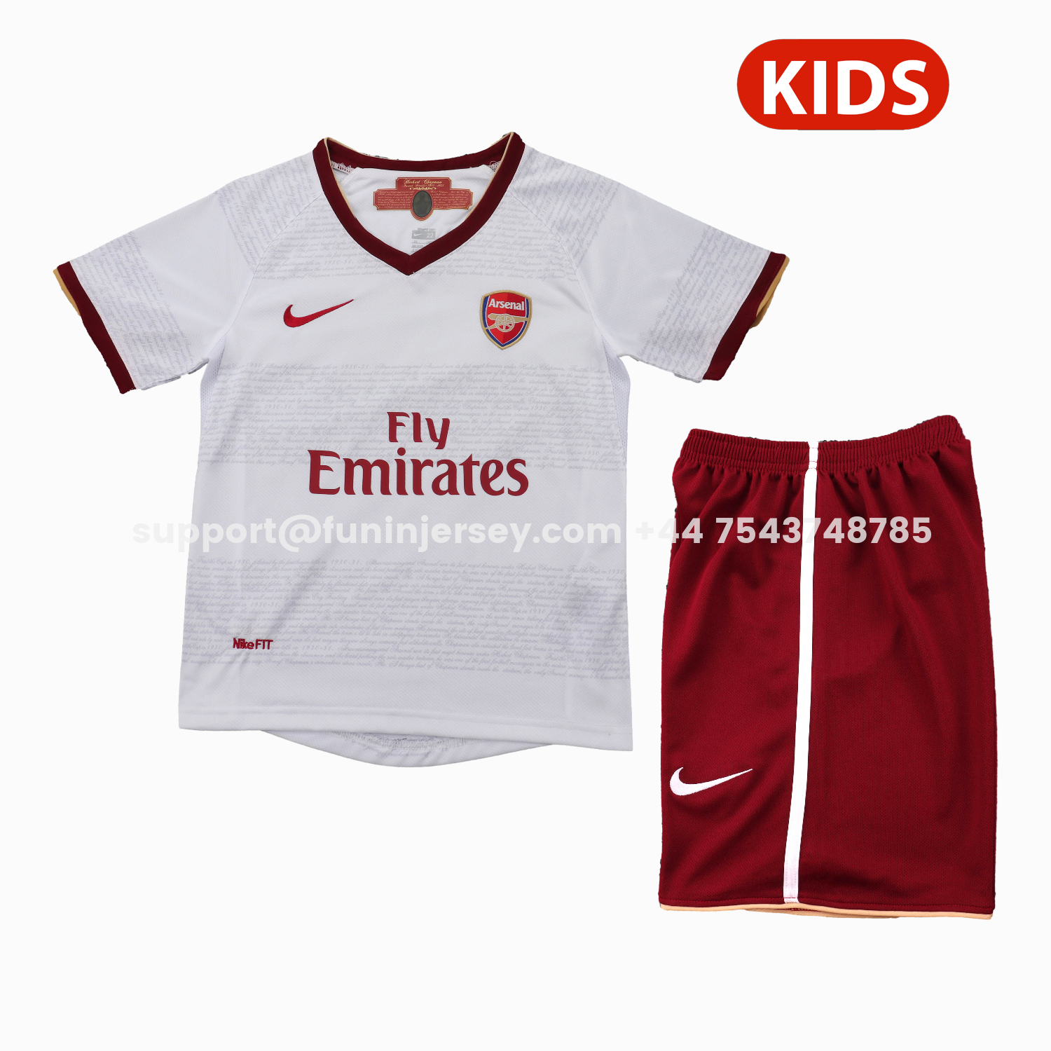 Funinjersey-Retro Arsenal 2007-08 Away Kids Kit