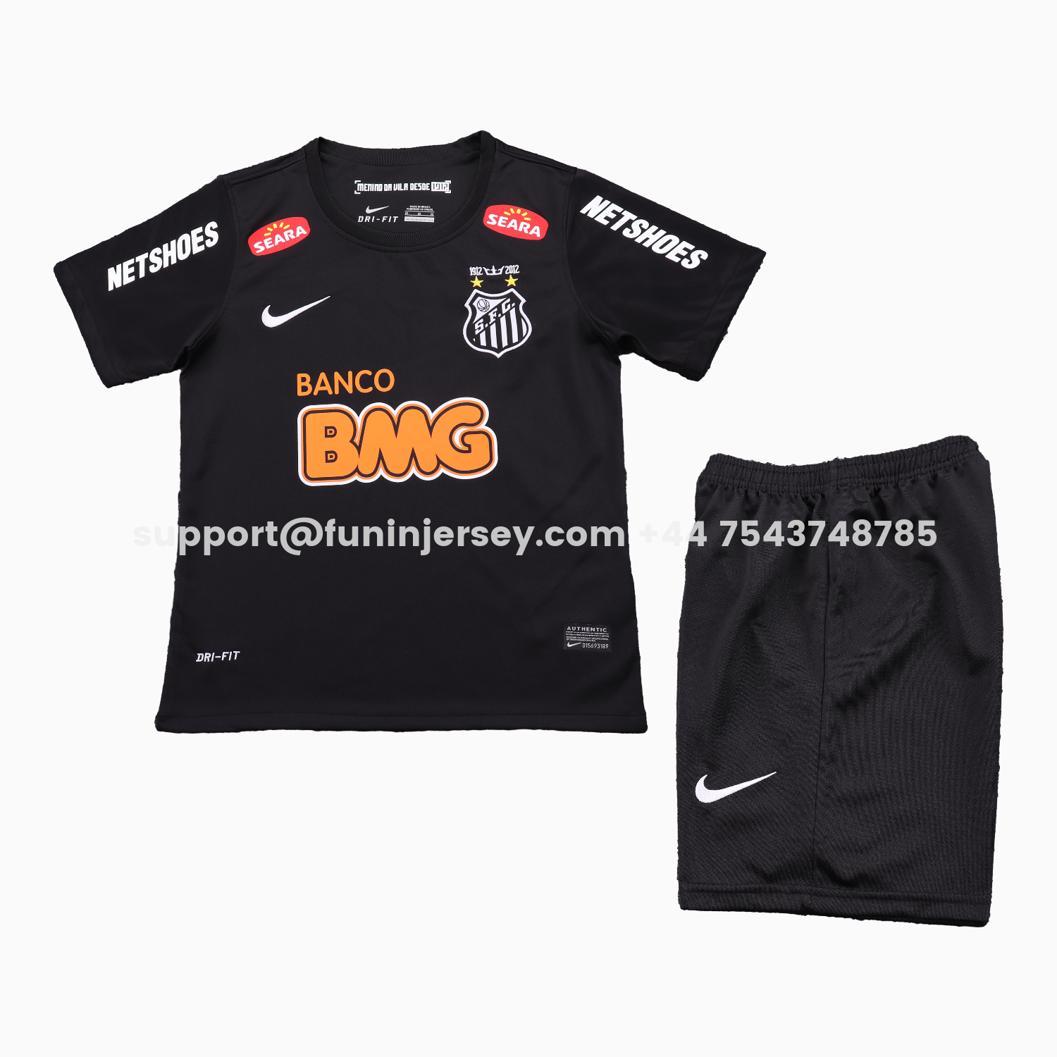 Funinjersey-Retro Santos 2012 Black Special Kids Kit