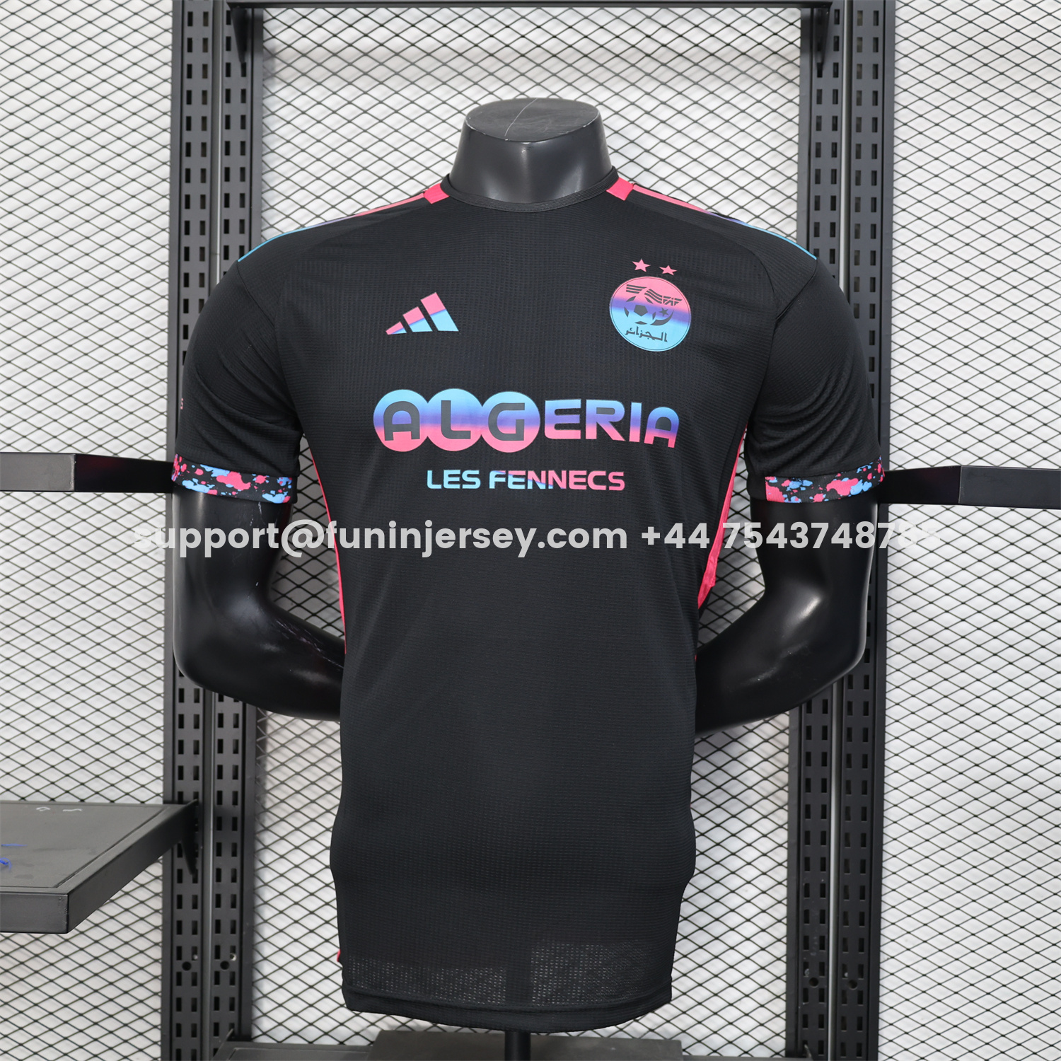 Funinjersey-Algeria 25-26 Pure Black with Fluorescent Green Powder Advertising Jersey - Player Version