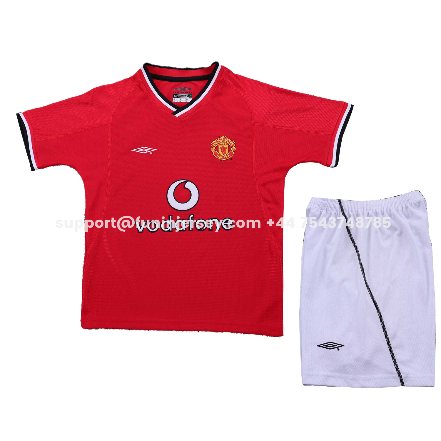 Funinjersey-Retro Manchester United 2000-02 Home Kids Kit