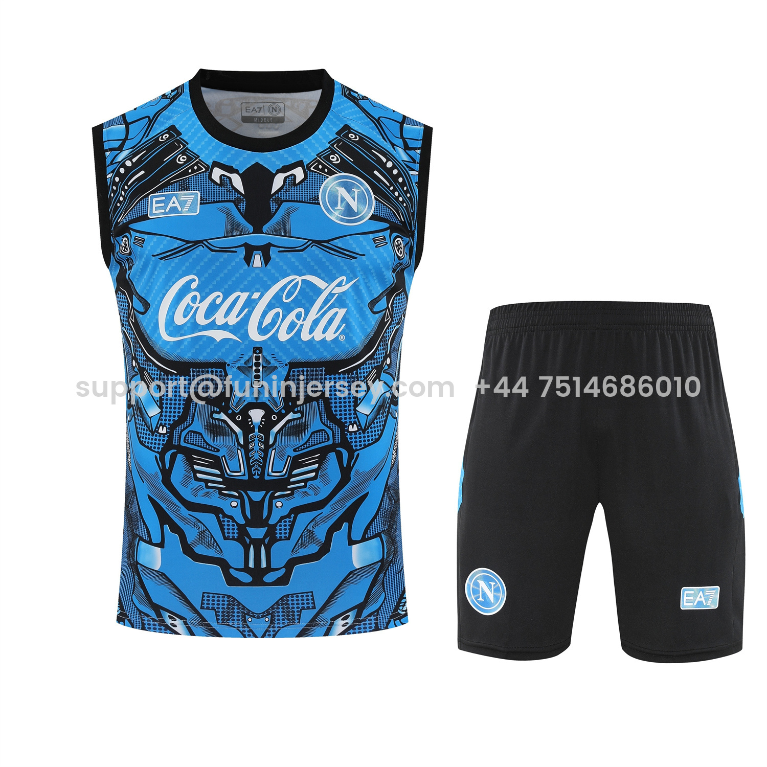 Funinjersey-Napoli 25-26 Vest Training Set - Blue Mecha Vest & Black Shorts
