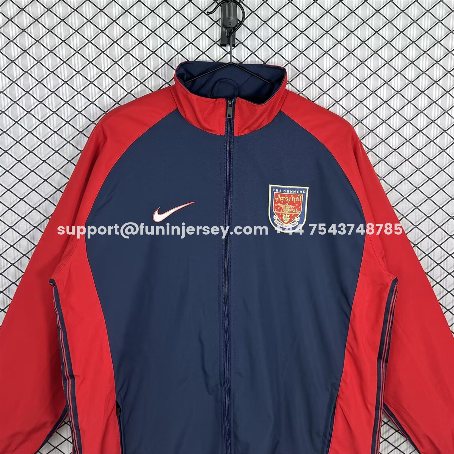 Funinjersey-Retro Arsenal 1998-99 Home Windbreaker Jacket - Red And Dark Grey