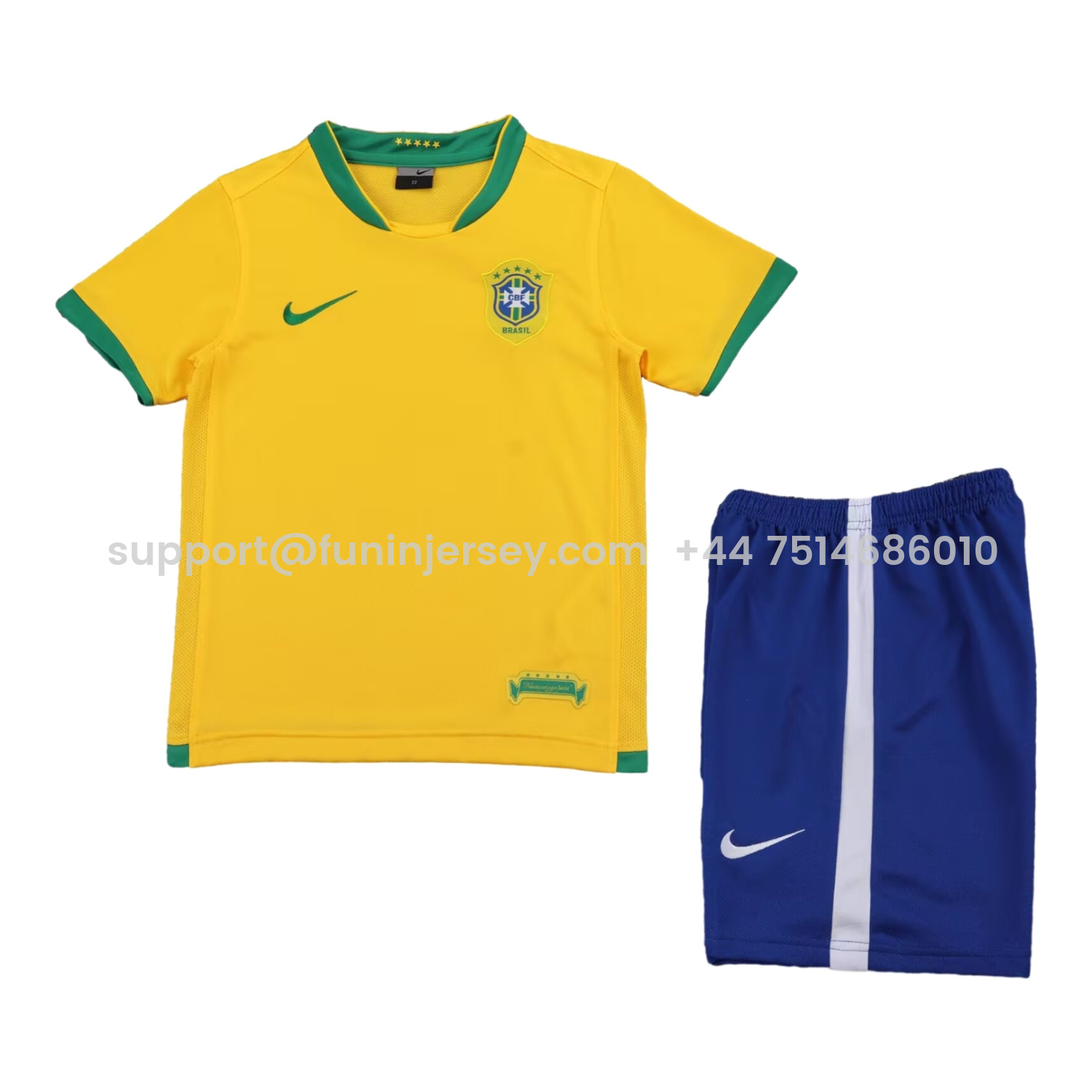 Funinjersey-Retro Brazil 2006 Home Kids Kit