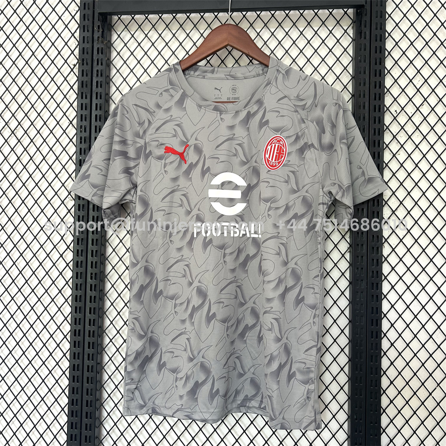 Funinjersey-AC Milan 25-26 Grey Pre-Match Training Jersey - Fans Version