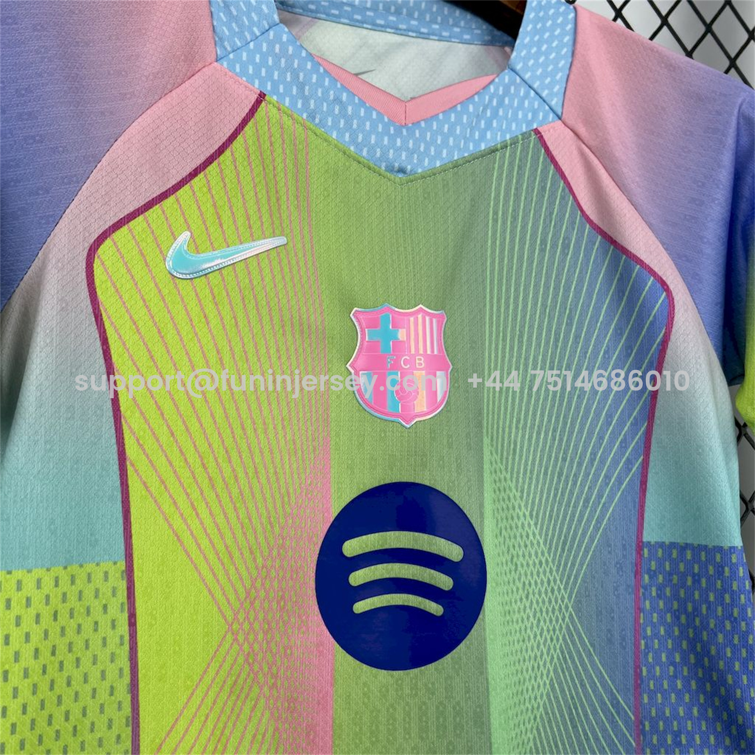 Funinjersey-Barcelona 25-26 T90 White Lines Yellow Blue Gradient Special Kids Kit