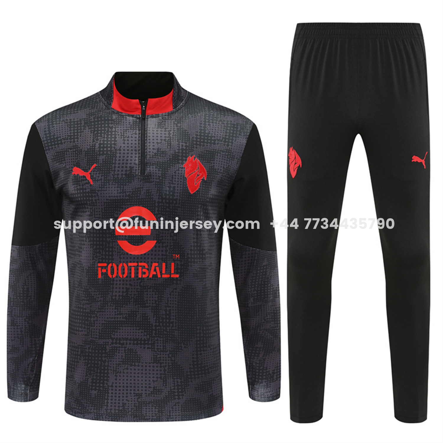 Funinjersey-AC Milan 25-26 Kids Long Sleeve Training Set - Black Top & Black Pants