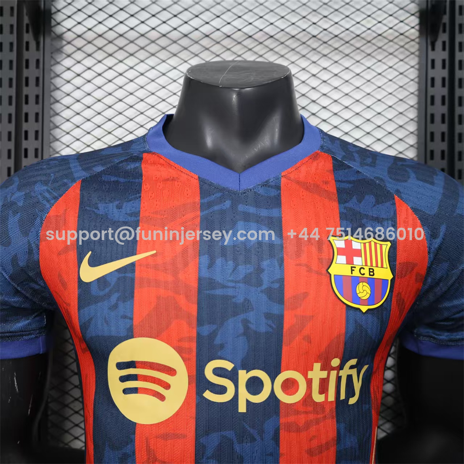 Funinjersey-Barcelona 25-26 Yellow Spotify Logo Red & Blue Lines Special Jersey - Player Version