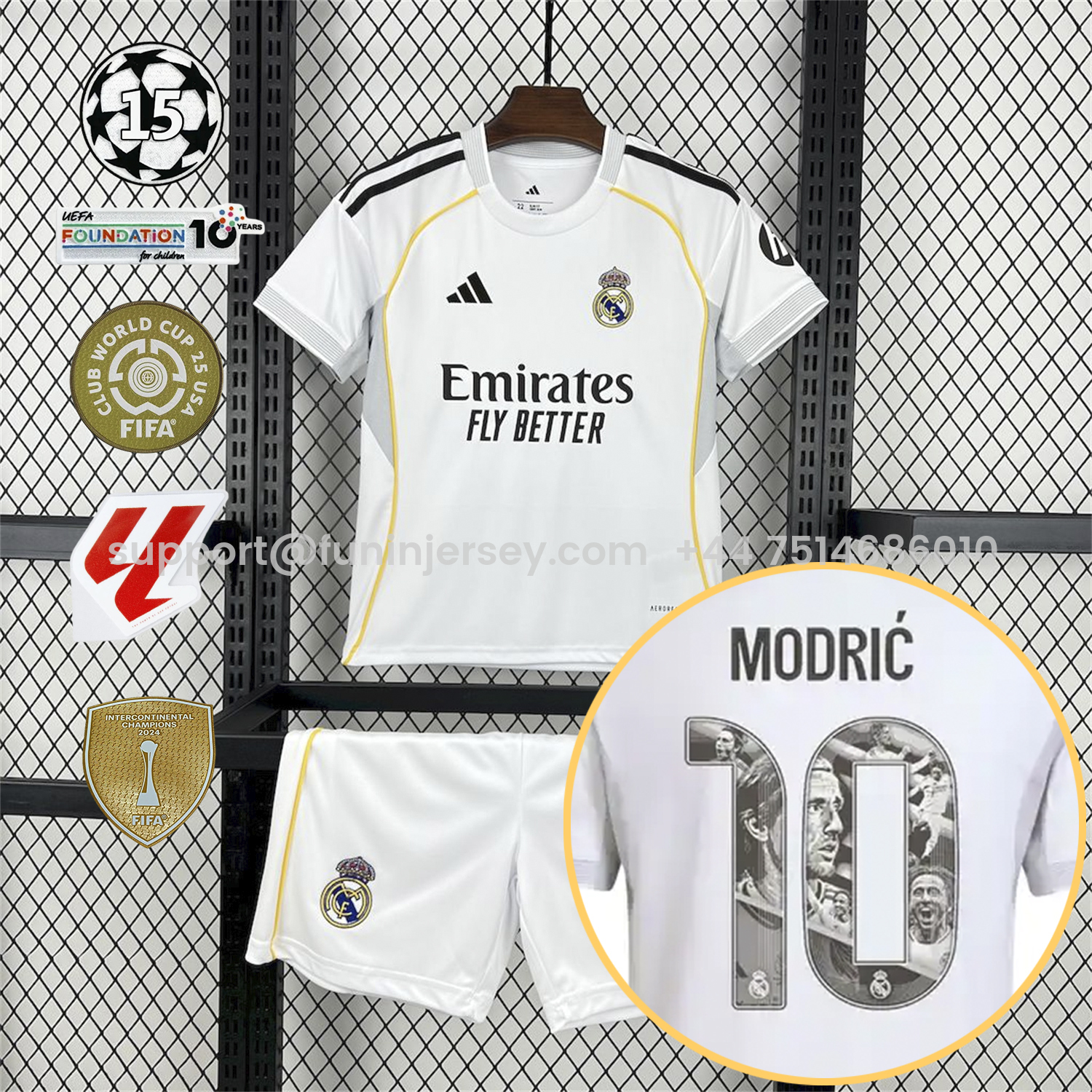 Funinjersey-Real Madrid 25-26 Home Modrić Limited Edition Kids Kit - Fans Version