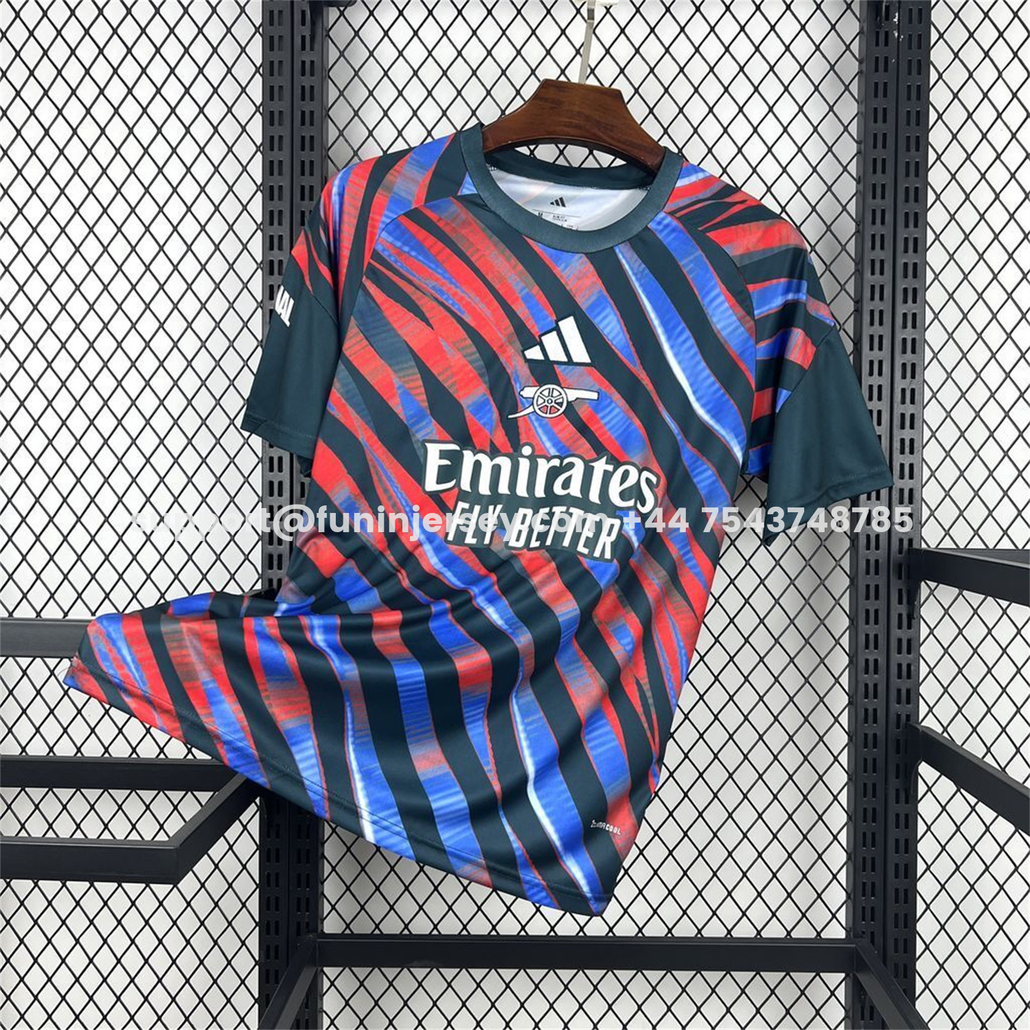 Funinjersey-Arsenal 26-27 Red And Blue Twill Pre-Match Training Jersey - Fans Version