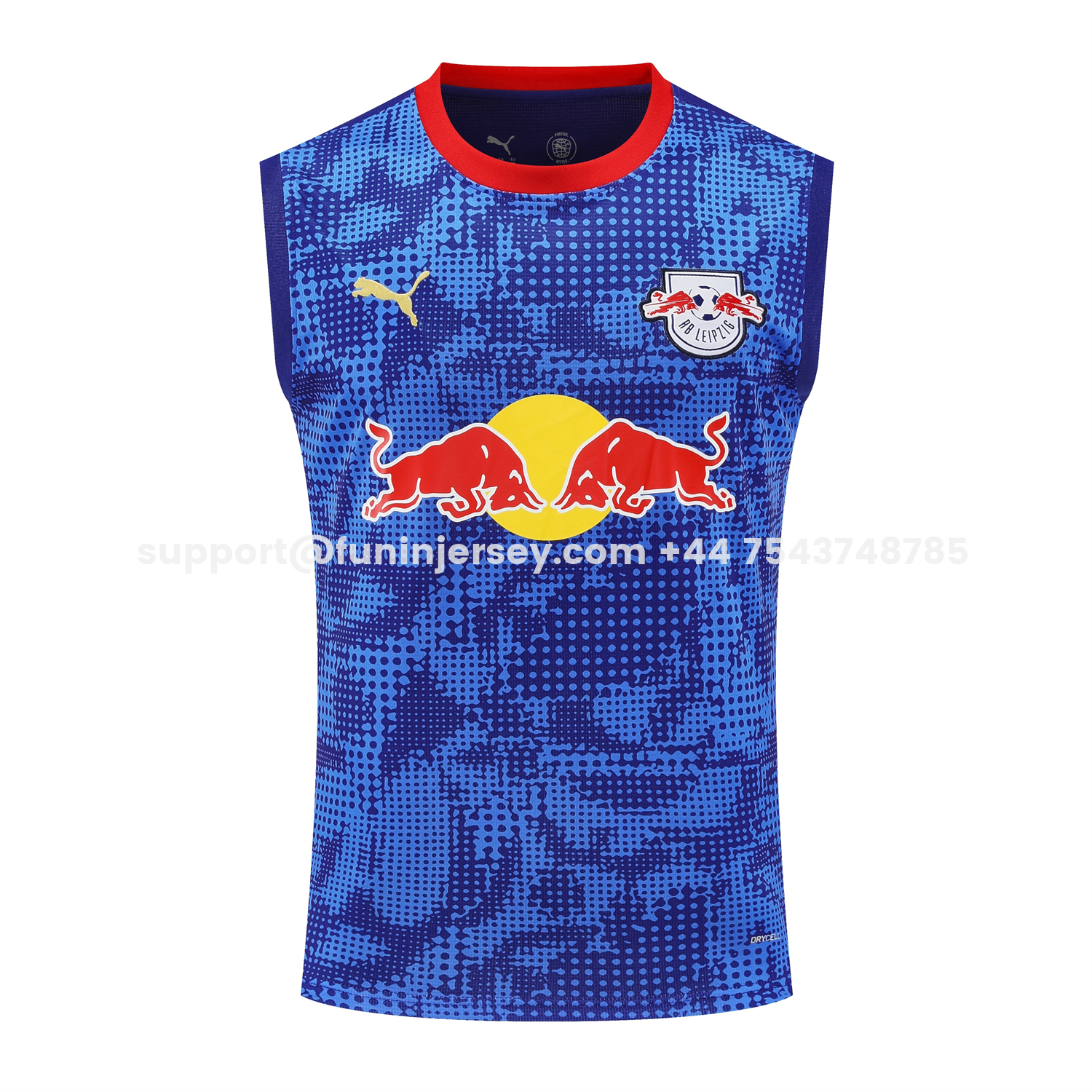 Funinjersey-RB Leipzig 25-26 Vest Training Set - Blue With Red Top & Dark Blue Pants