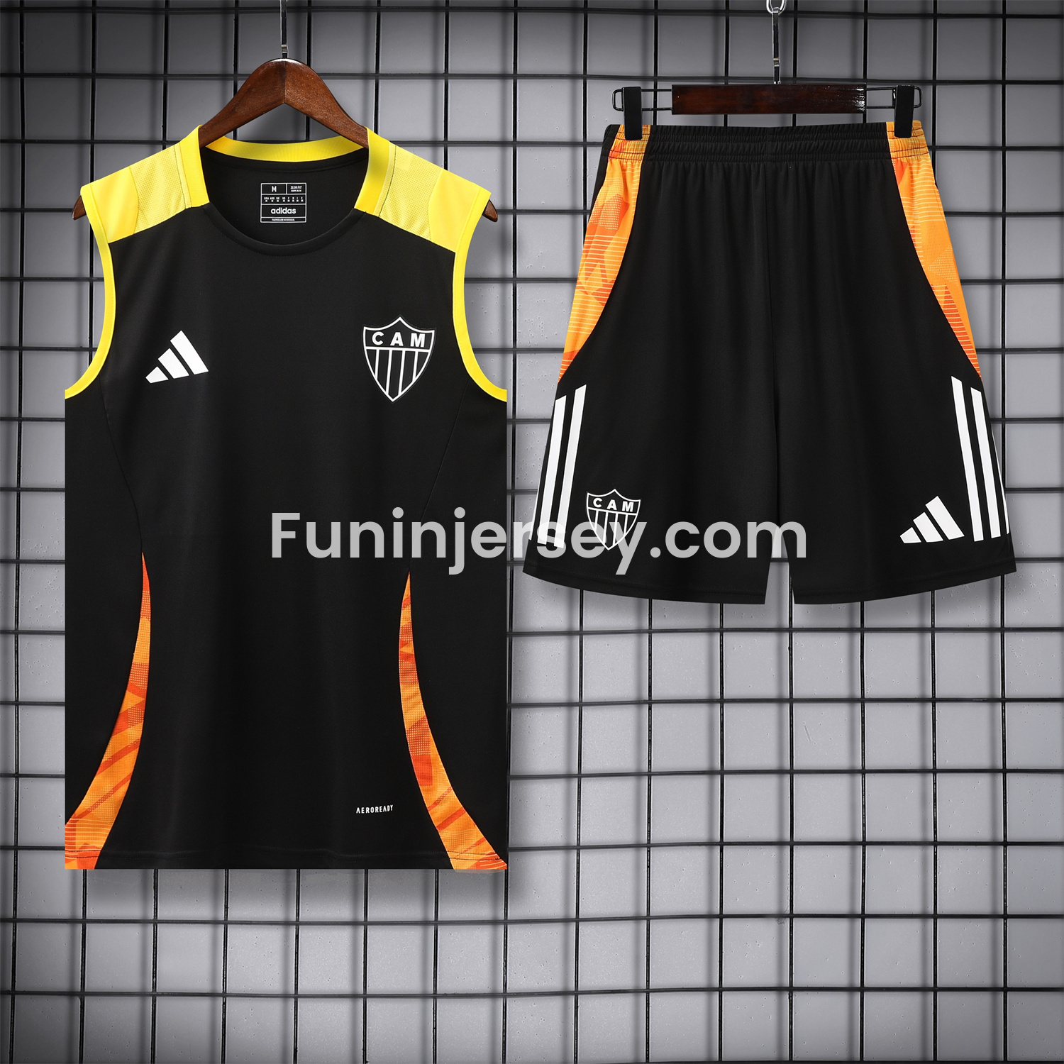 Funinjersey-Atletico Mineiro 25-26 Vest Training Set - Black Vest With Black Shorts