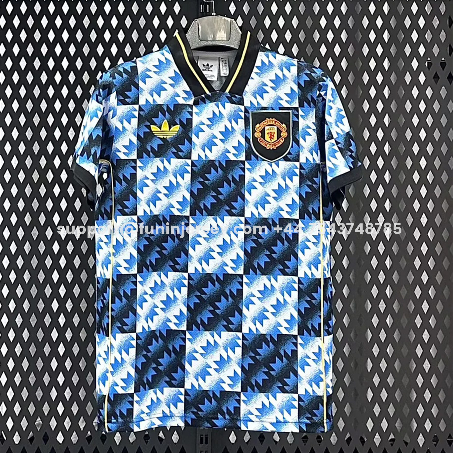 Funinjersey-Manchester United 25-26 Blue And Black Checkerboard Special Jersey - Fans Version