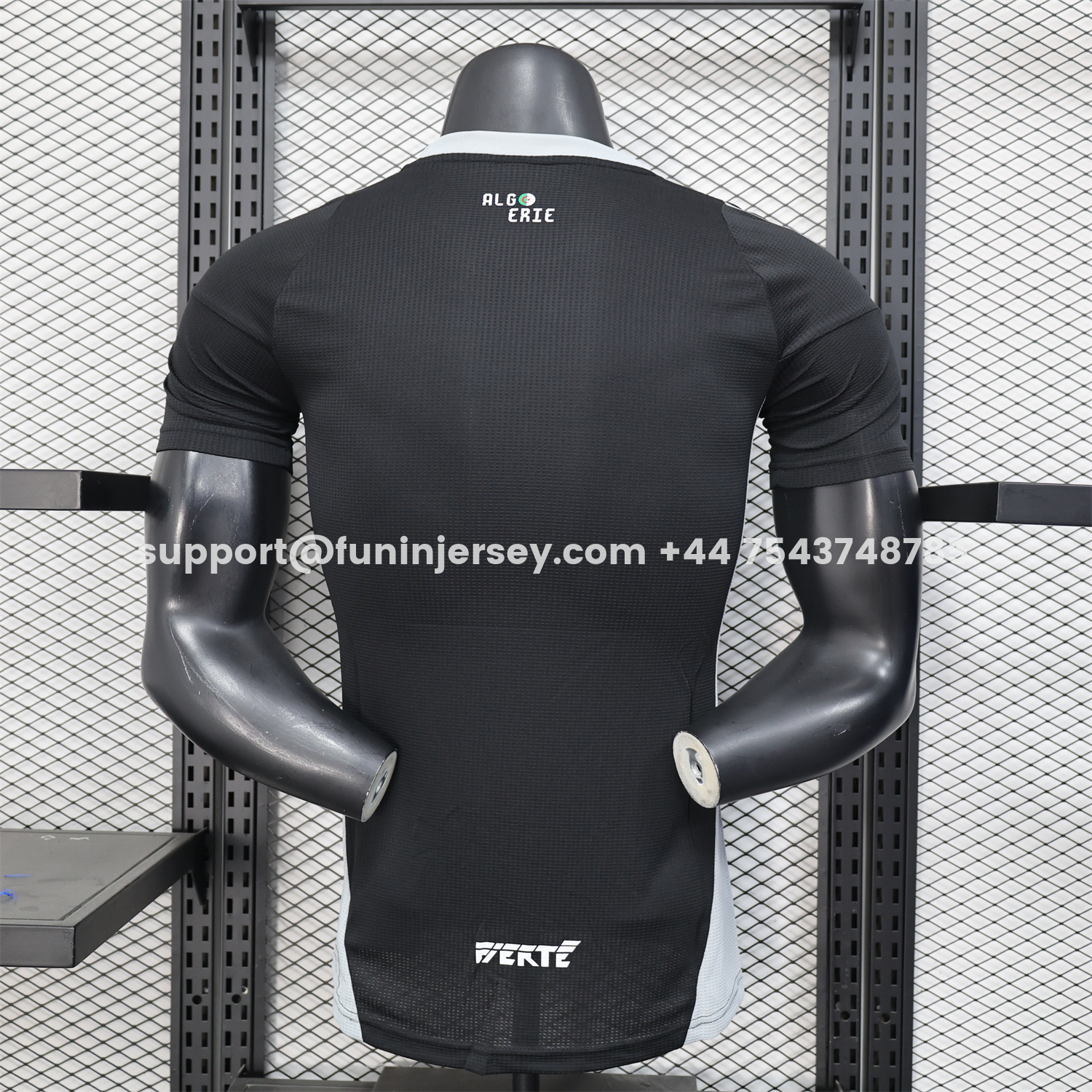 Funinjersey-Algeria 25-26 Pure Black with White Chest Text Jersey - Player Version