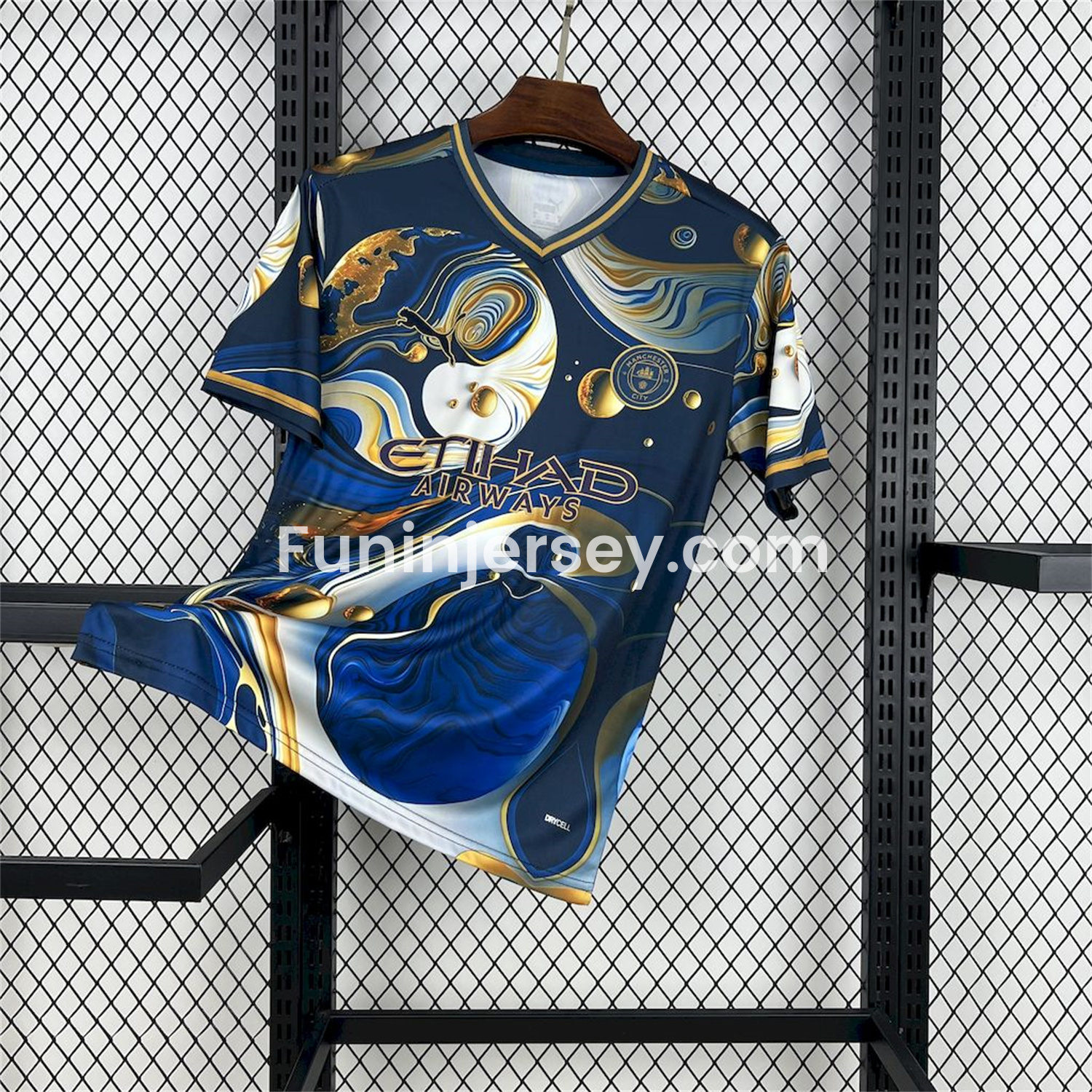 Funinjersey-Manchester City 25-26 Blue Golden Fan-designed Special Edition Jersey - Fans Version