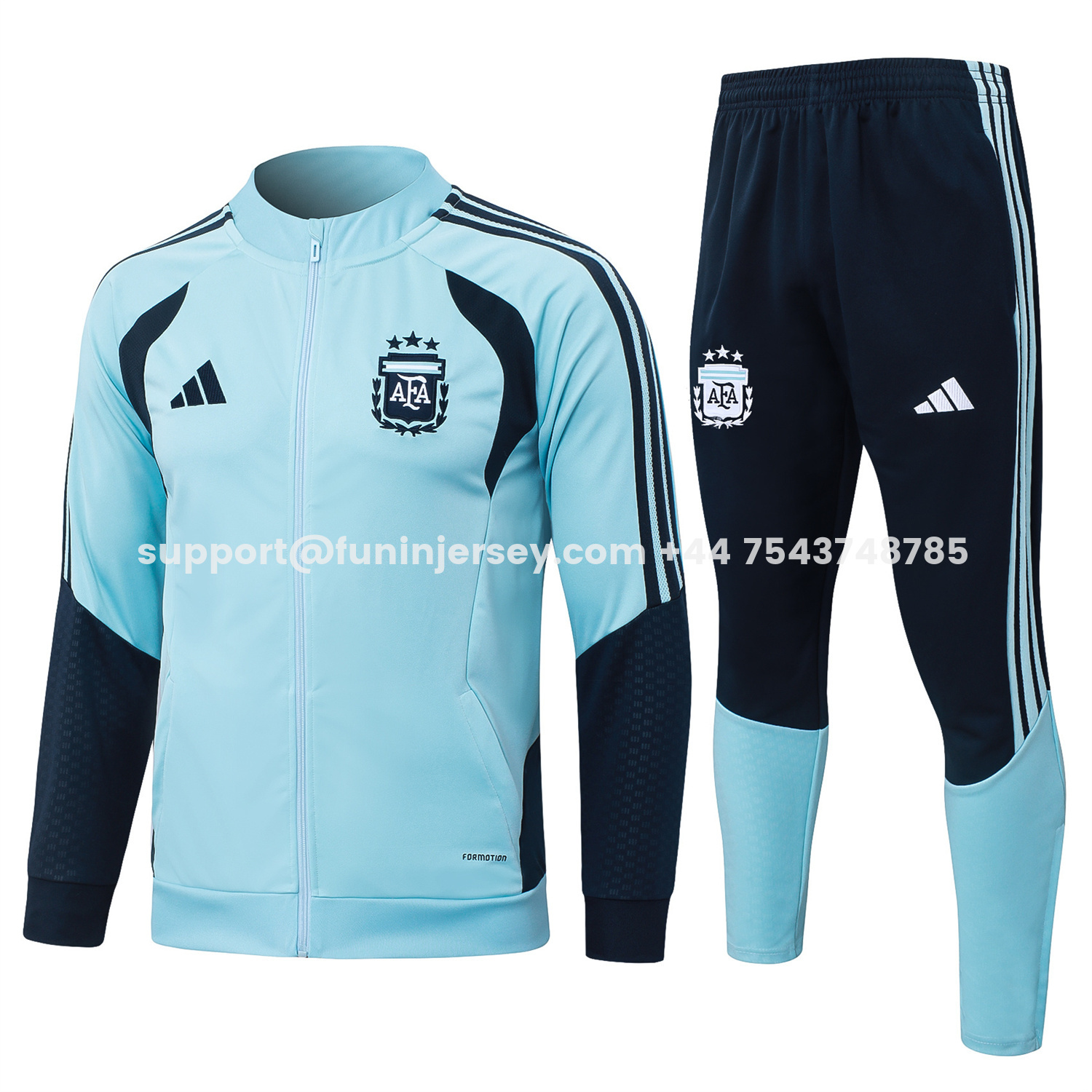 Funinjersey-Argentina 25-26 Windbreaker Training Set - Light Blue Top and Black Pants