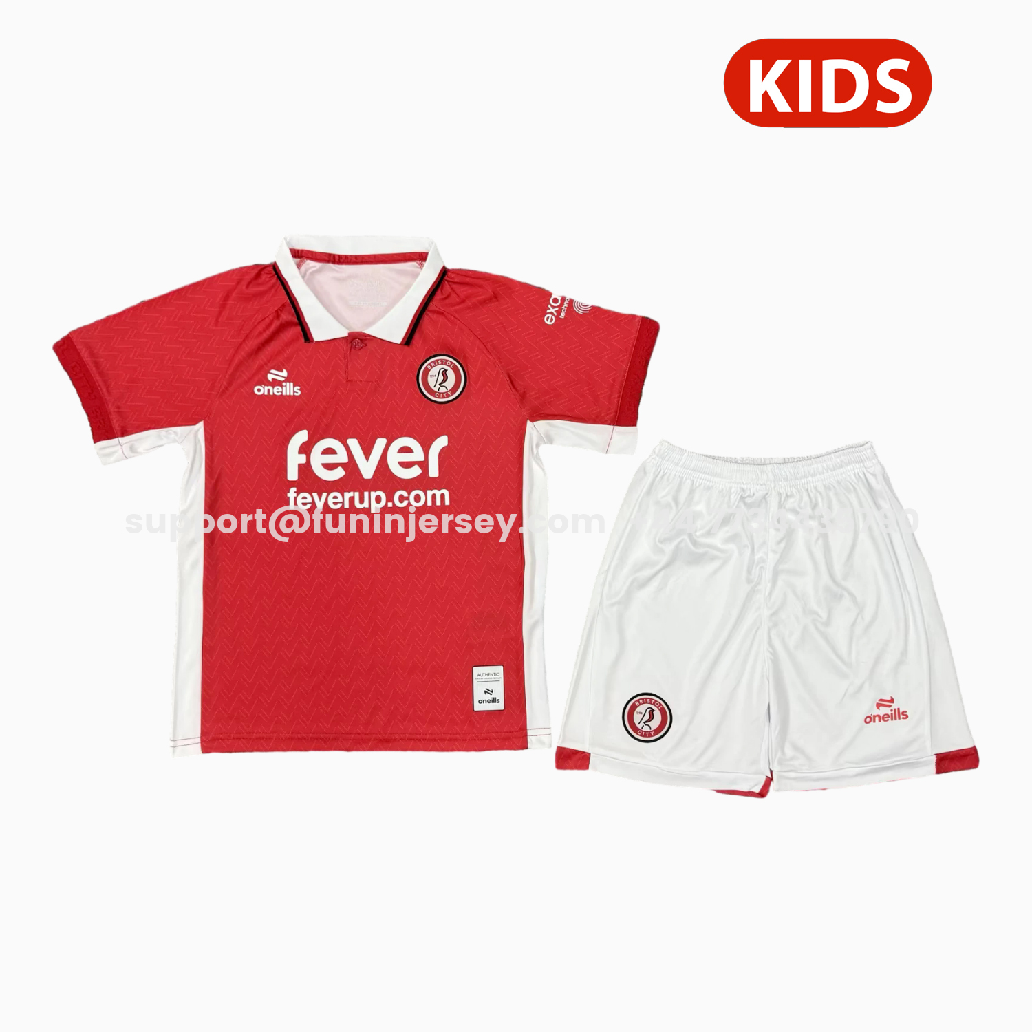 Funinjersey-Bristol City 25-26 Home Red Kids Kit