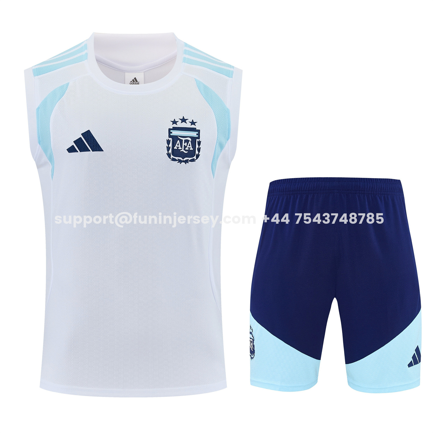 Funinjersey-Argentina 2026 Vest Training Set - White Vest and Blue Shorts