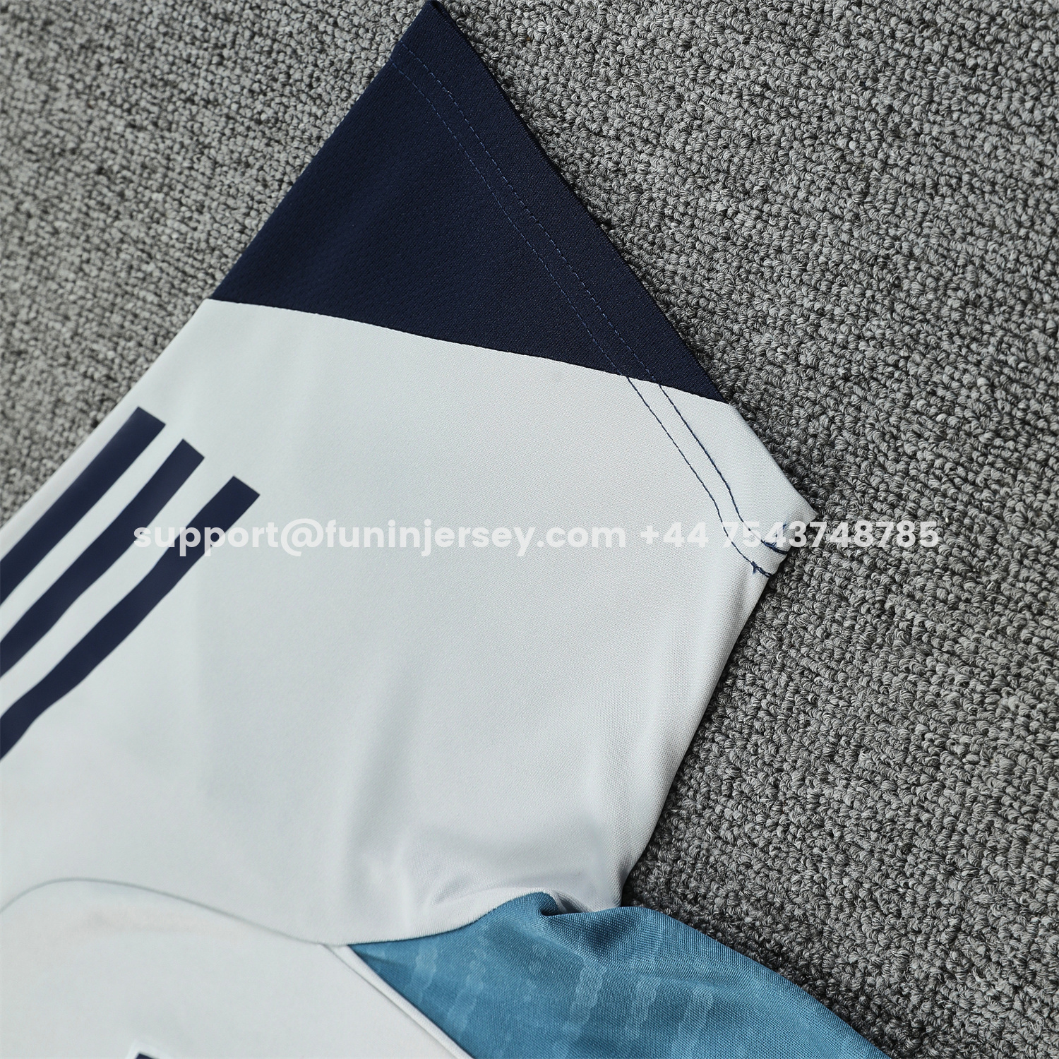 Funinjersey-Arsenal 25-26 Short-Sleeve Training Set - Grey Top & Deep Blue Shorts