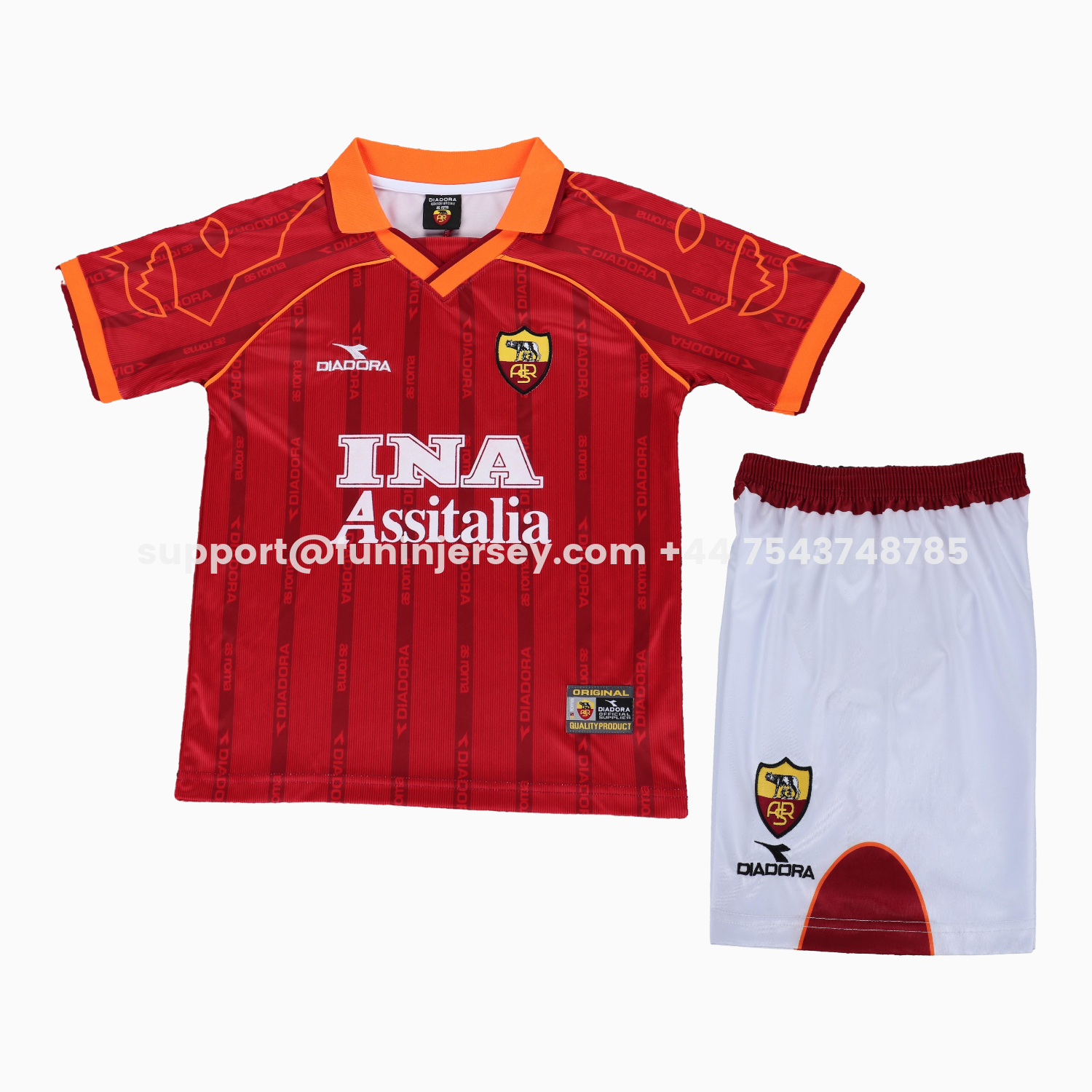 Funinjersey-Retro Roma 1999-00 Home Kids Kit