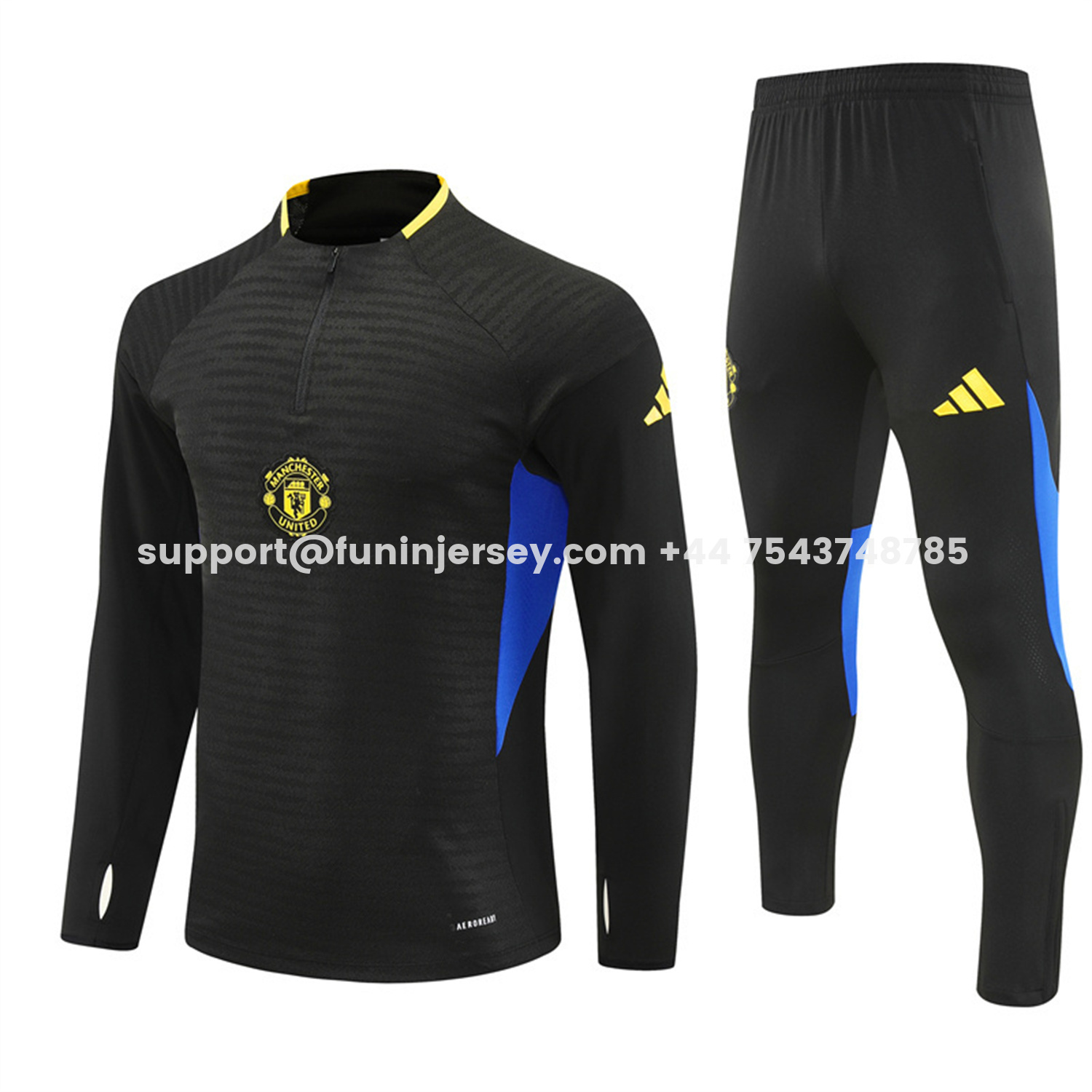Funinjersey-Manchester United 25-26 Long Sleeve Training Set - Black Top & Black Pants