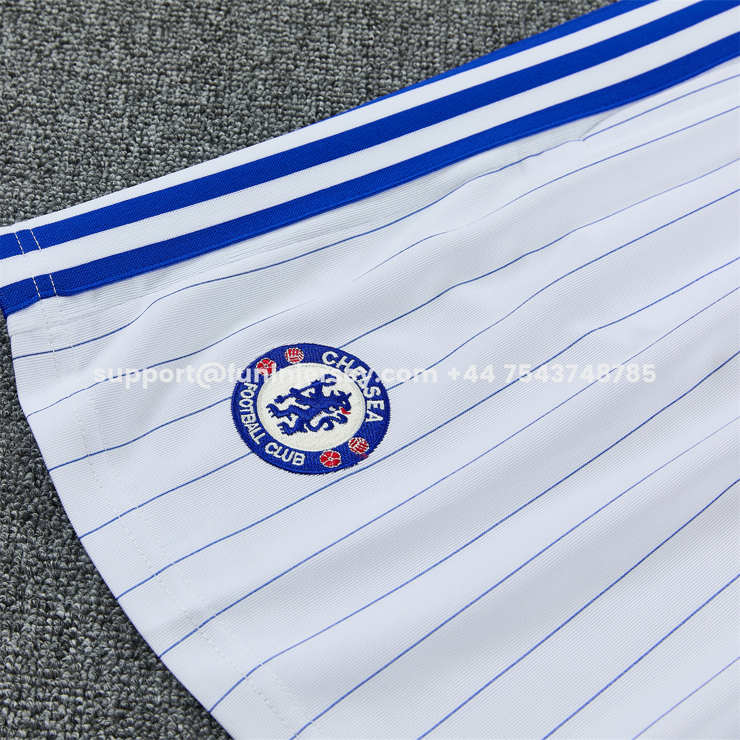 Funinjersey-C.H.E.L.S.E.A 25-26 Retro Style Vest Training Set - Blue Top & White With Blue Stripes Pants
