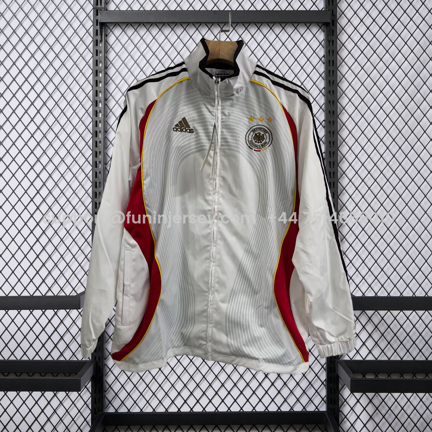 Funinjersey-Retro Germany 2006 Vintage Style Windbreaker - White & Black