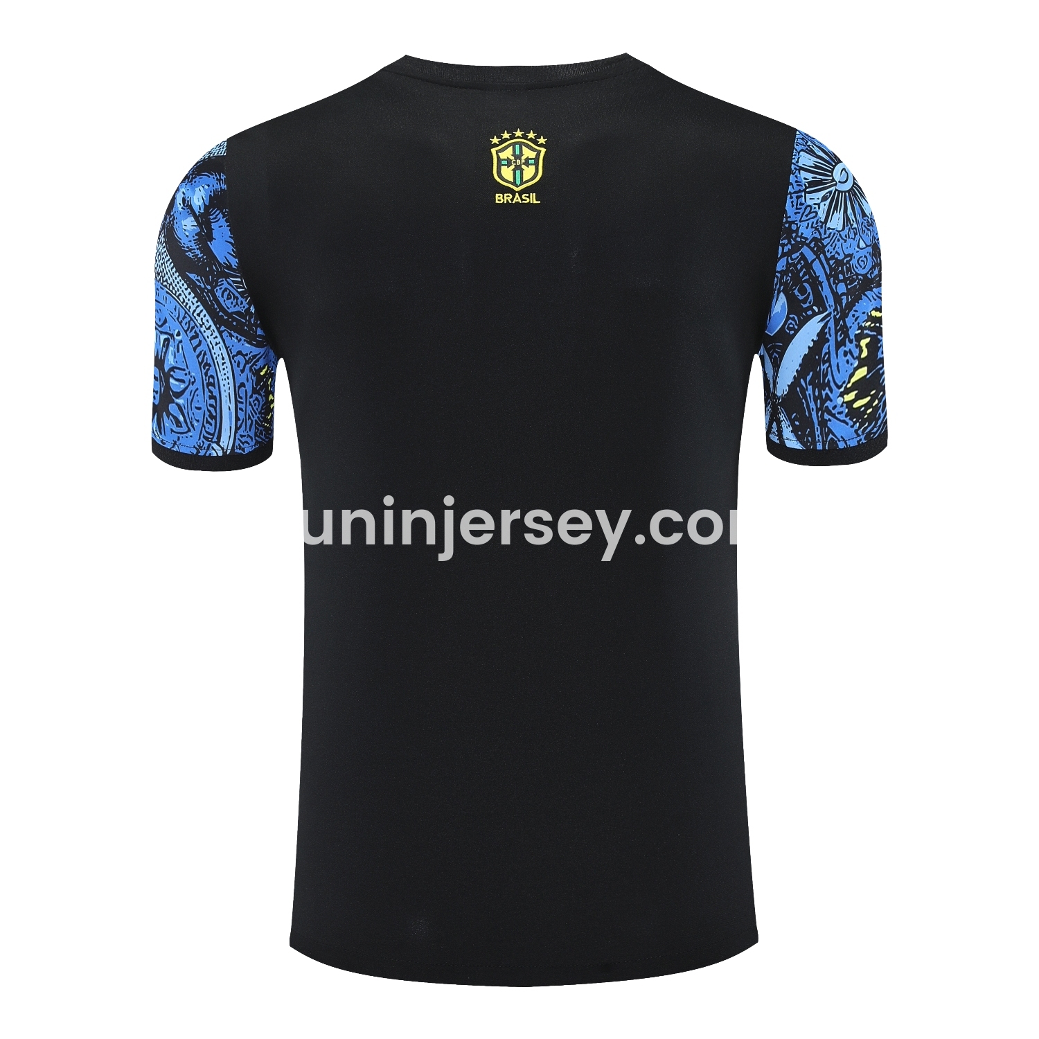 Funinjersey-Brazil 25-26 Blue Jesus Statue Short-Sleeve Training Set - Blue Top & Black Shorts