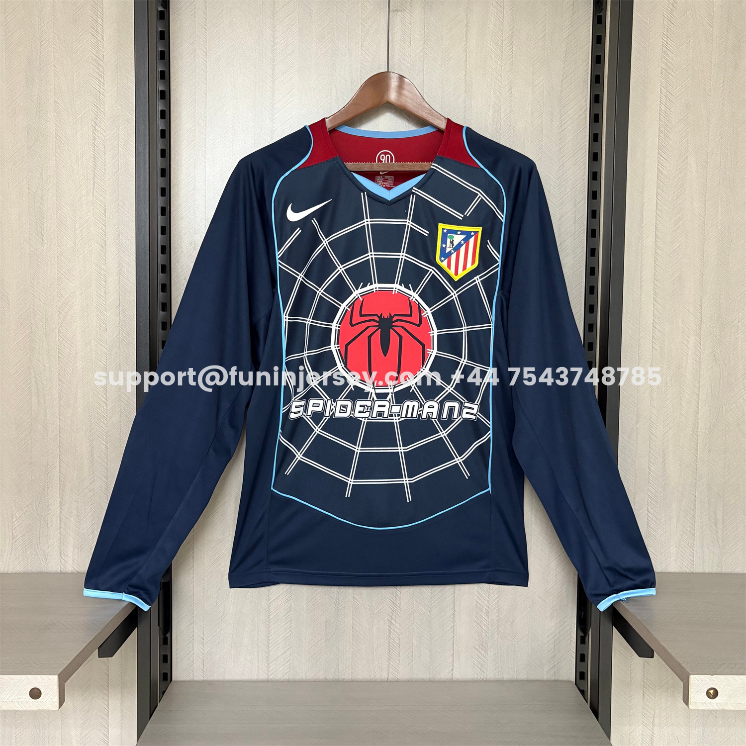 Funinjersey-Retro Atletico Madrid 2004-05 Away Long Sleeves Jersey - S.p.i.d.e.r M.a.n