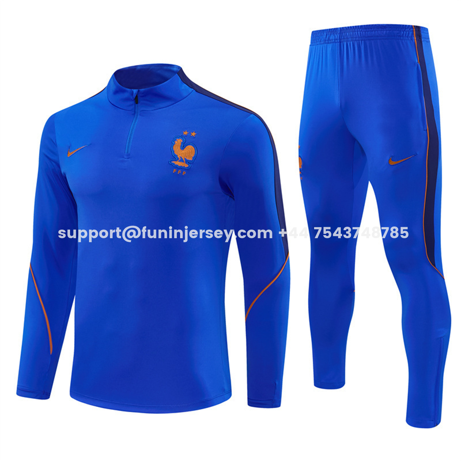 Funinjersey-France 2026 Long Sleeve Training Set - Royal Blue Top & Pants