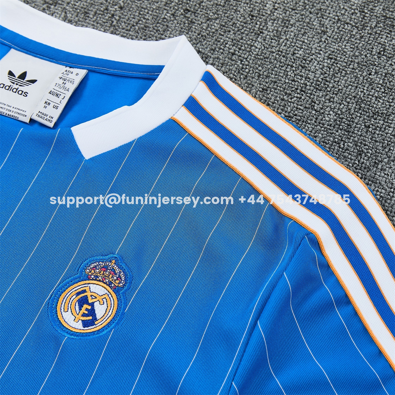 Funinjersey-Real Madrid 25-26 Retro Style Short-Sleeve Training Set - Blue With White Stripes Top & Pants