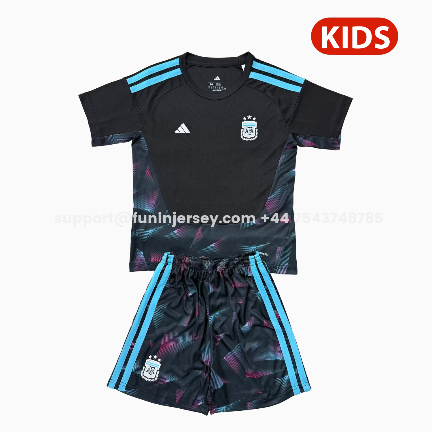 Funinjersey-Argentina 2026 Goalkeeper Black Without Chest Patch Kids Kit