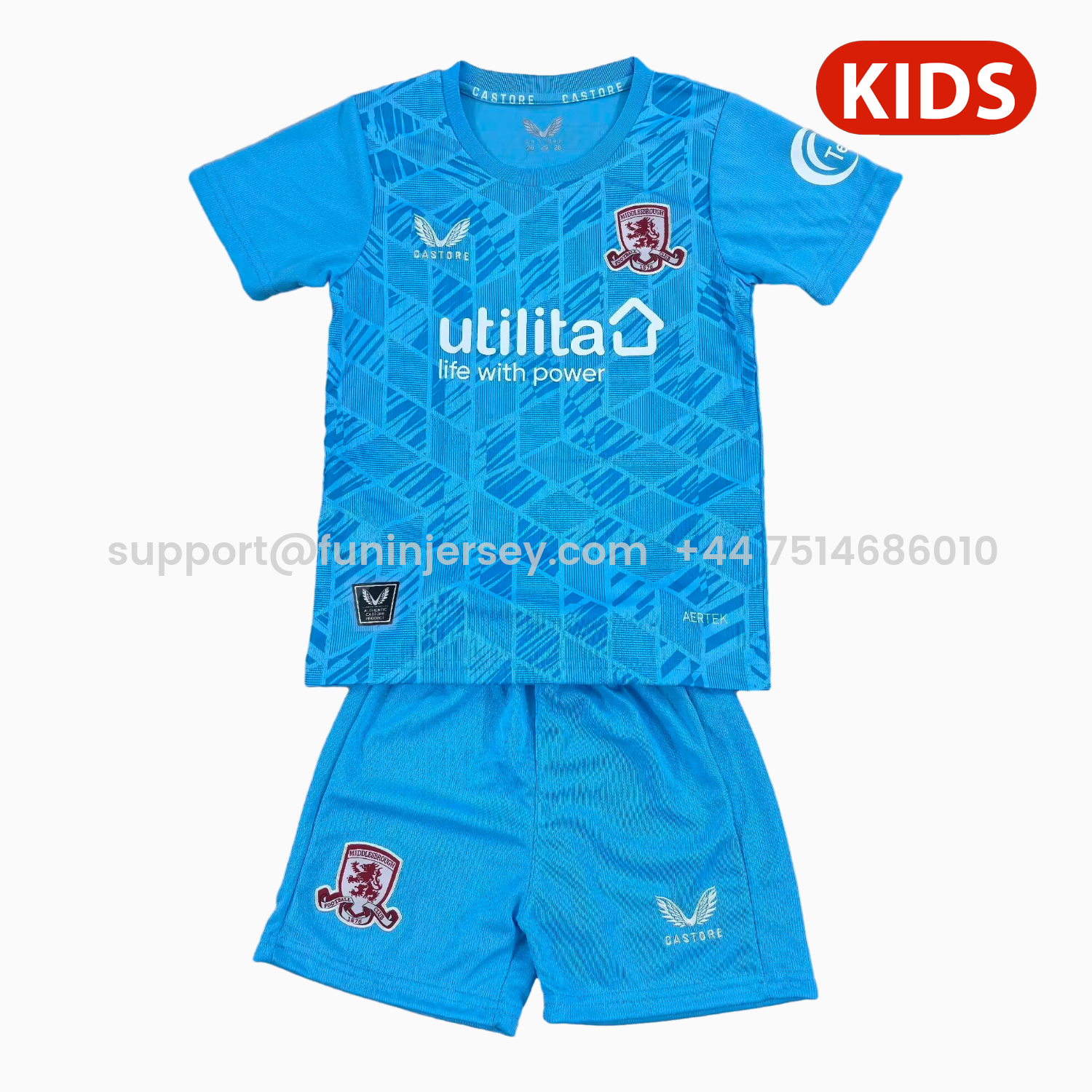 Funinjersey-Middlesbrough 25-26 Third Blue Kids Kit
