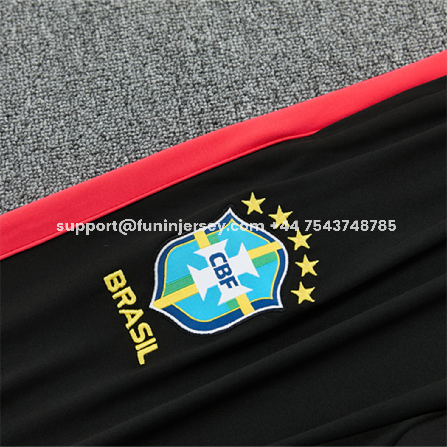 Funinjersey-Brazil X JD 2026 Long Sleeves Training Set - Black Top And Black Orange Pants