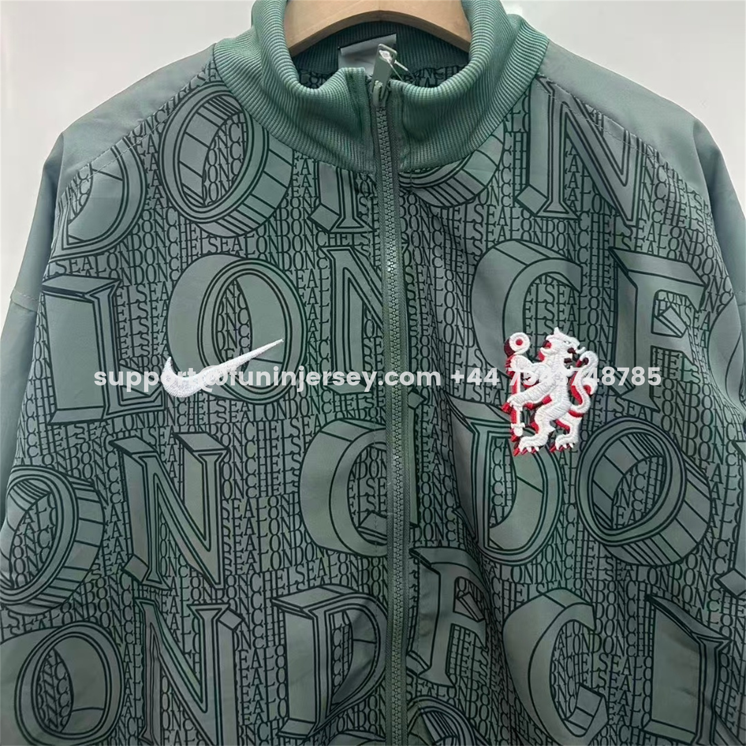 Funinjersey-C.H.E.L.S.E.A 25-26 Subtle Letter Pattern Windbreaker Jacket - Dark Green