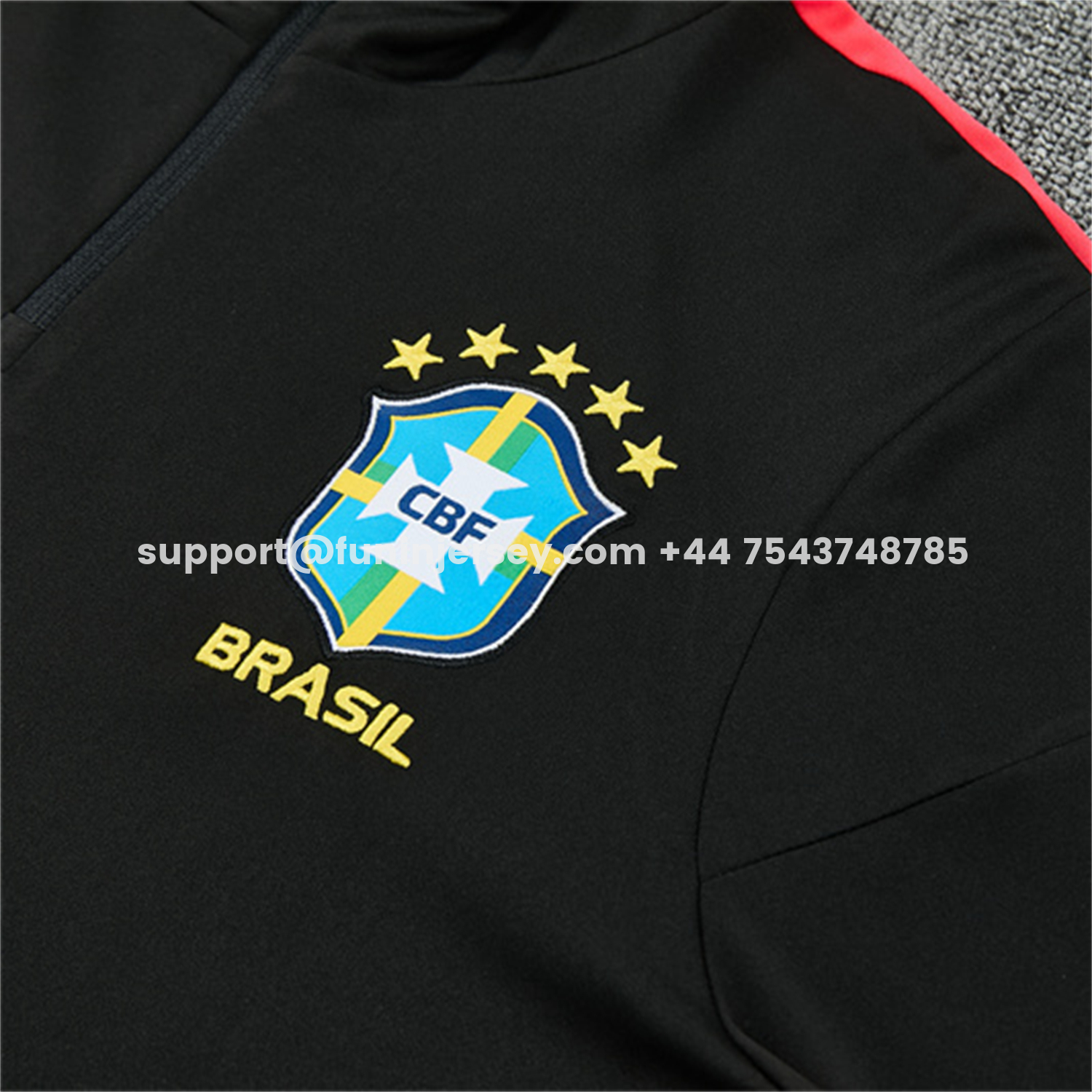 Funinjersey-Brazil X JD 2026 Kids Long Sleeves Training Set - Black Top And Black Orange Pants