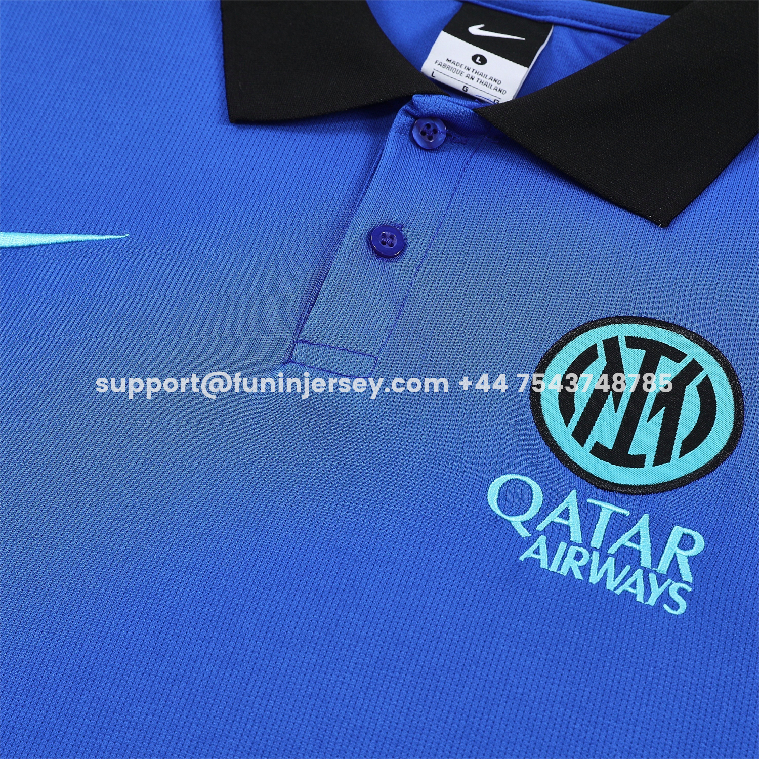 Funinjersey-Inter Milan 25-26 POLO Short-Sleeve Training Set - Ocean Blue Top and Black Pants