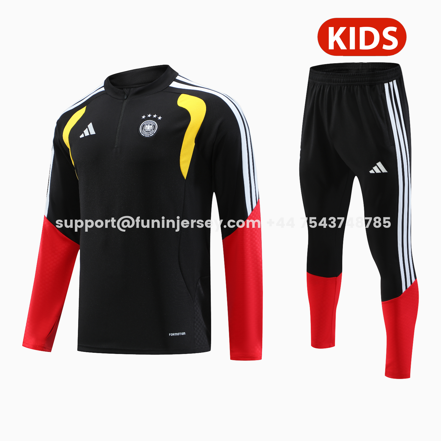 Funinjersey-Germany 2026 Kids Long Sleeve Training Set - Black Top & Pants