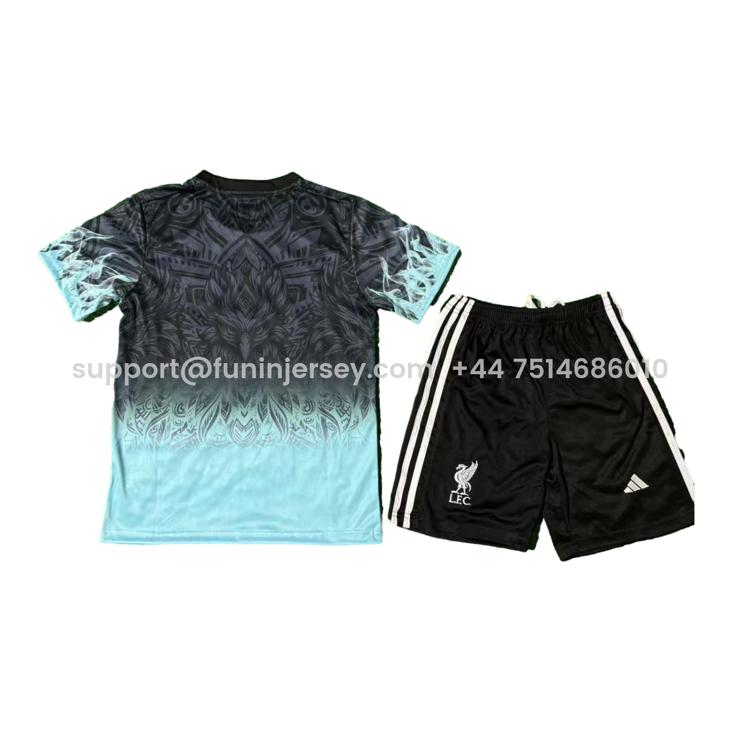 Funinjersey-Liver.pool 25-26 Blue Liver.pool Bird Black Special Kids Kit