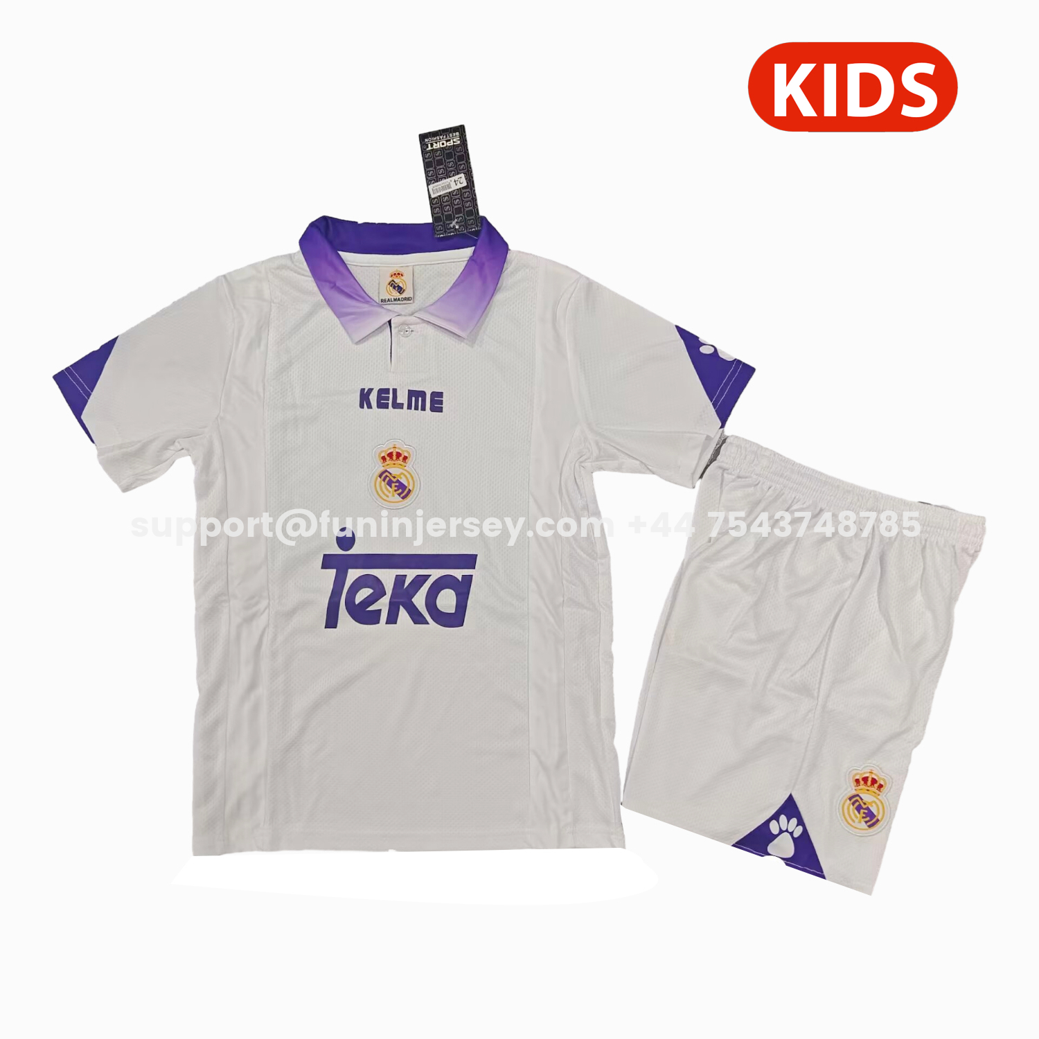 Funinjersey-Retro Real Madrid 1997-98 Home Kids Kit