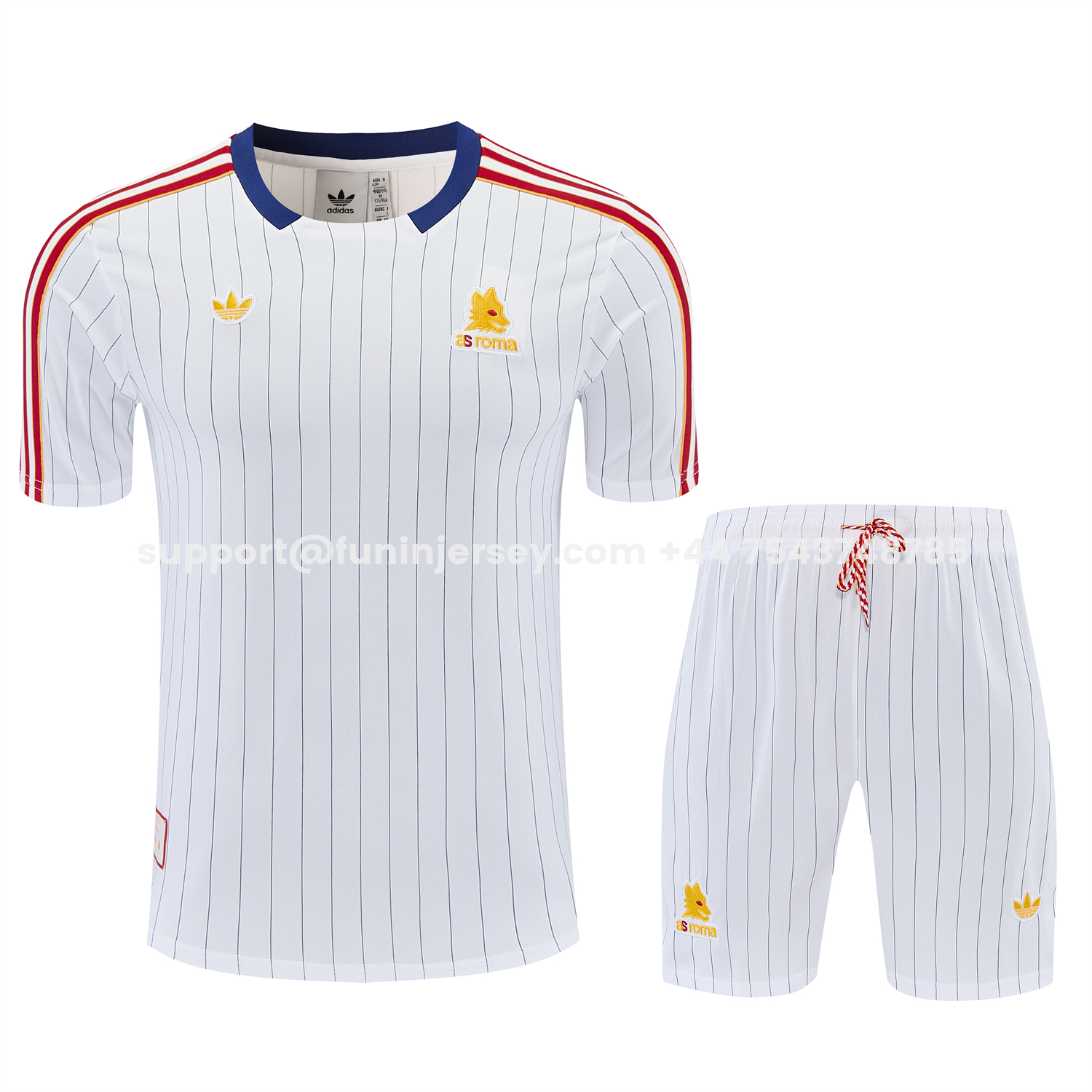 Funinjersey-Roma 25-26 Retro Style Short-Sleeve Training Set - White Top & White Pants
