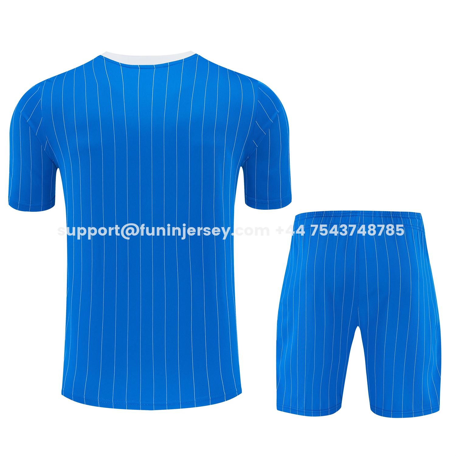 Funinjersey-Real Madrid 25-26 Retro Style Short-Sleeve Training Set - Blue With White Stripes Top & Pants