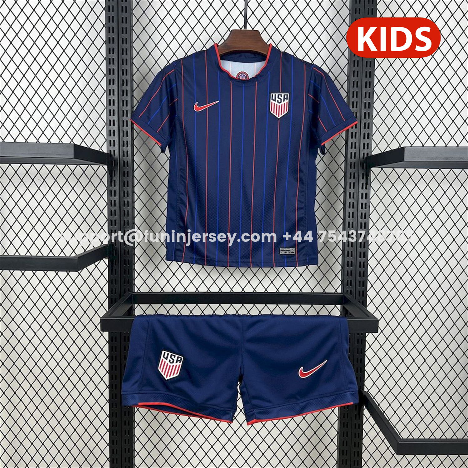 Funinjersey-United States USA 25-26 Away Deep Blue Kids Kit