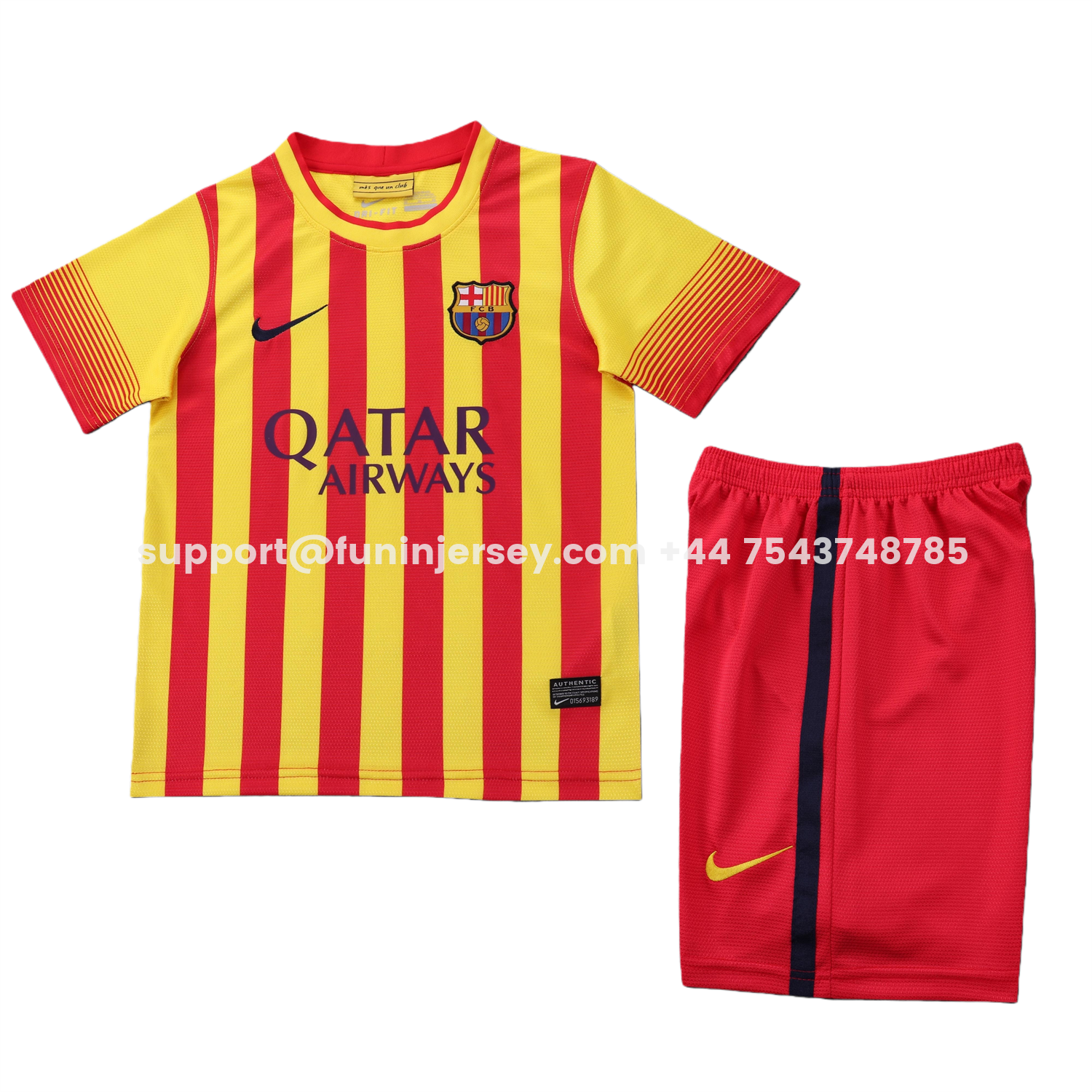 Funinjersey-Retro Barcelona 2013-14 Away Kids Kit
