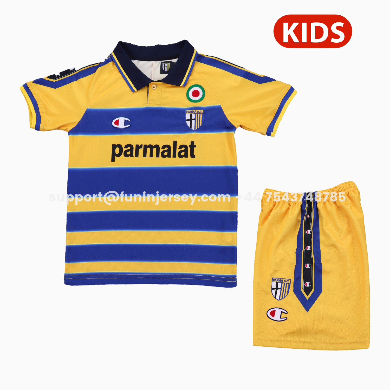 Funinjersey-Retro Parma 1999-00 Home Kids Kit