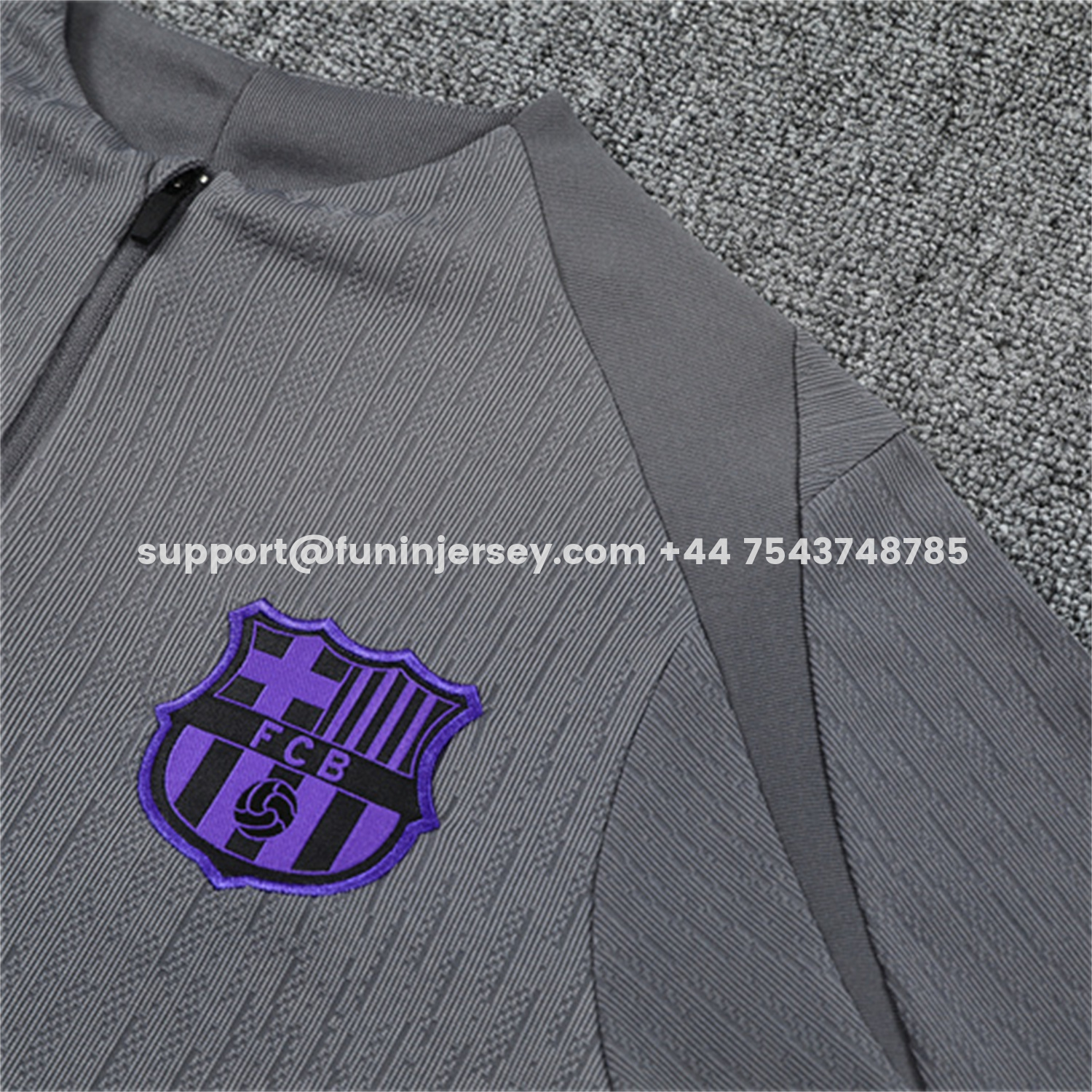 Funinjersey-Barcelona 25-26 Long Sleeve Training Set - Grey Top & Black Pants