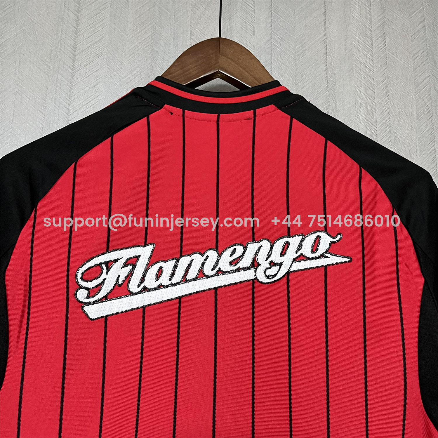 Funinjersey-Flamengo 25-26 Red Baseball Jersey with Black Stripes